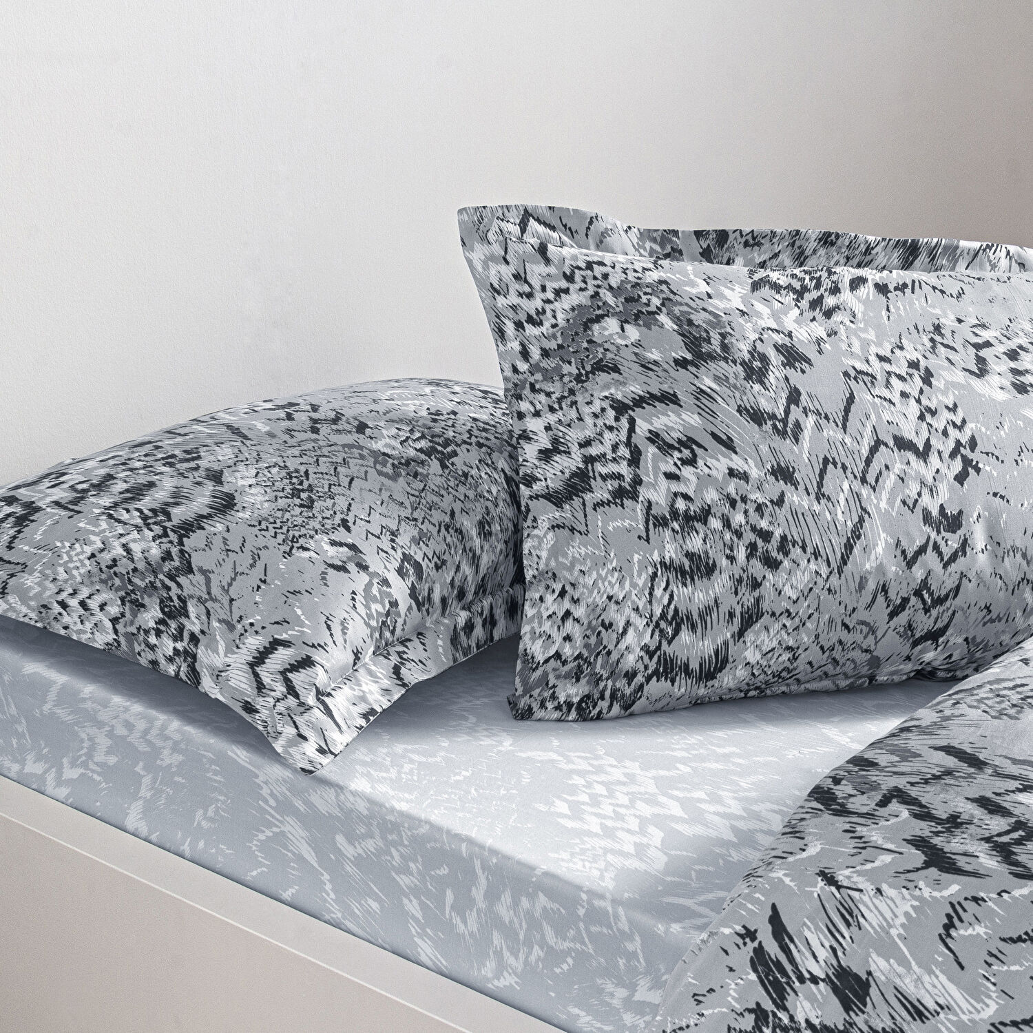 Taç Ornıva Saten Çift Kişilik Nevresim Takımı Gri