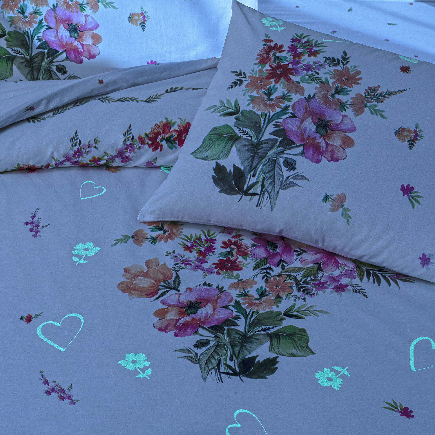 Taç Petunia Ranforce Çift Kişilik Throwlu Nevresim Takımı Pembe