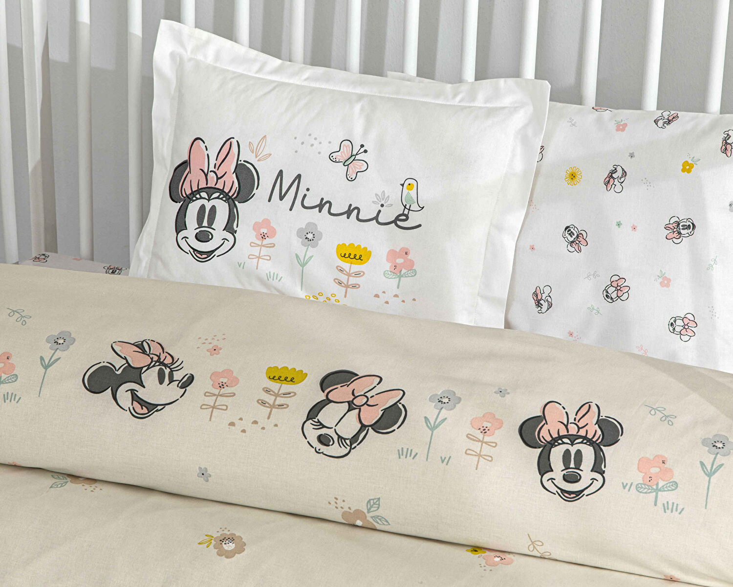 Taç Lisanslı Disney Minnie Mouse Dream Baby Pamuk Bebek Nevresim Takımı