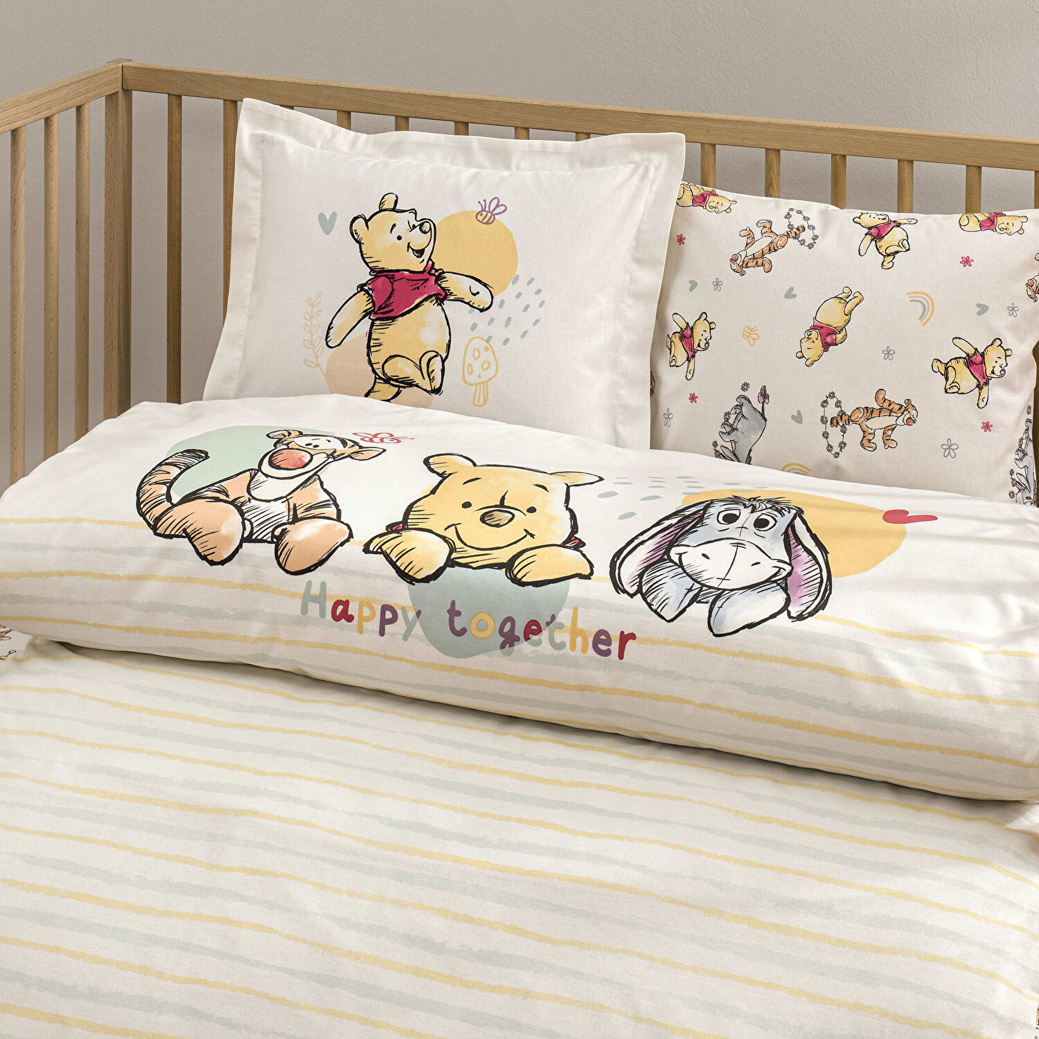 Taç Lisanslı Disney Winnie The Pooh Happy Baby Pamuk Bebek Nevresim Takımı