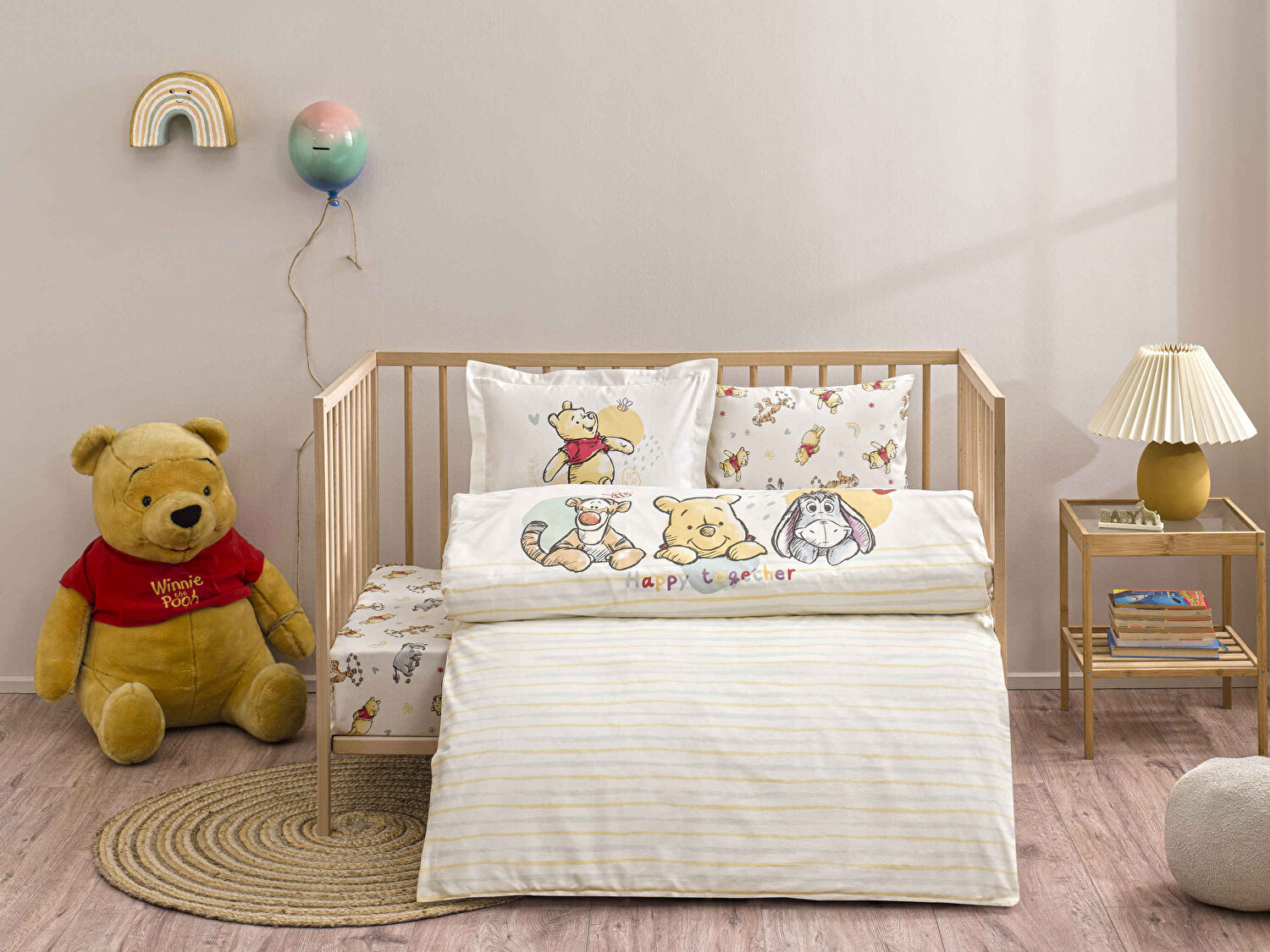 Taç Lisanslı Disney Winnie The Pooh Happy Baby Pamuk Bebek Nevresim Takımı