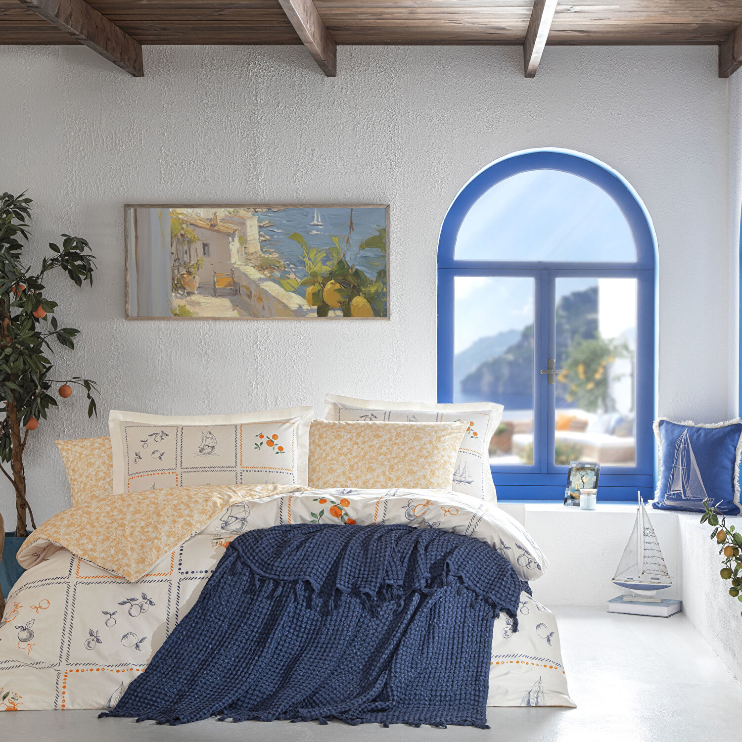 Taç Butik Mandarın Pamuk Yastık Kılıfı Turuncu