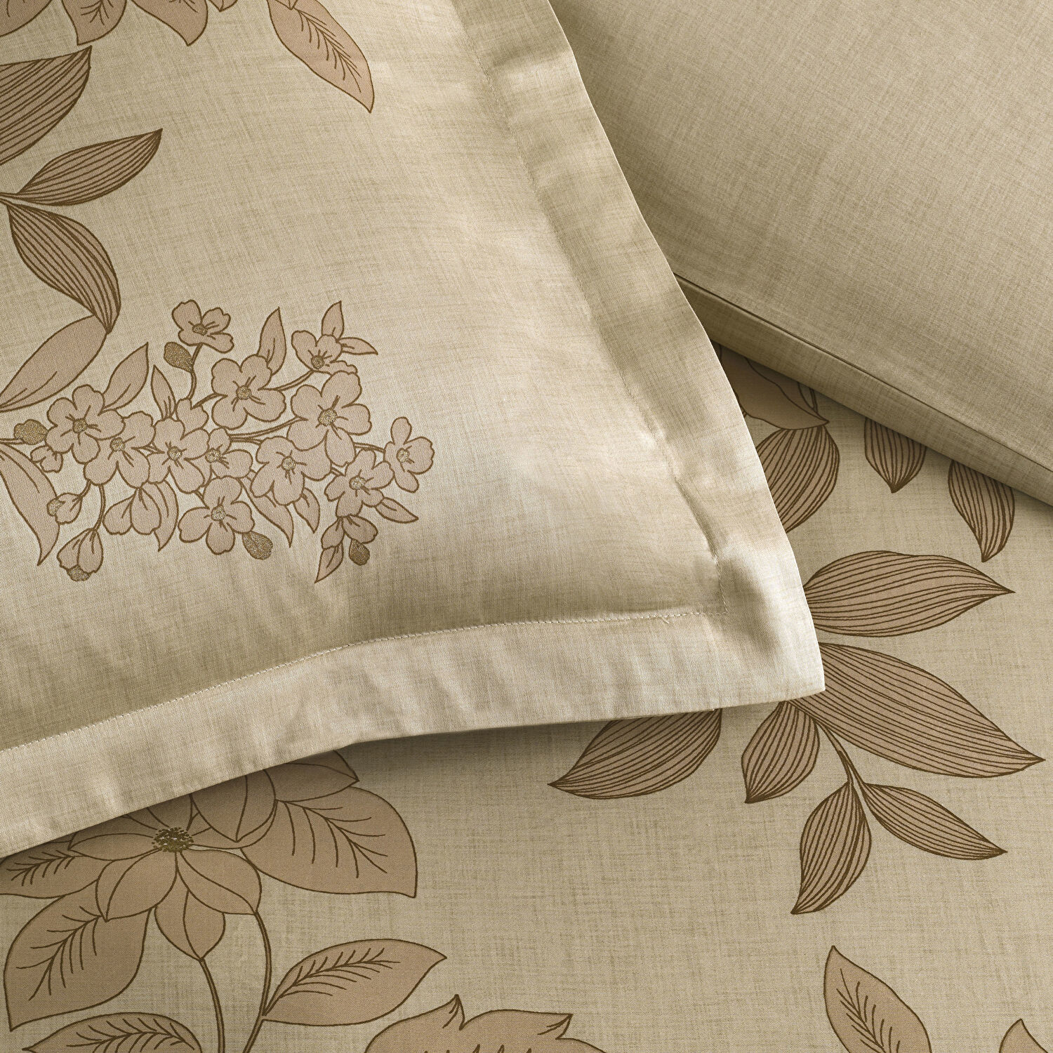 Taç Aurix Saten Çift Kişilik Nevresim Takımı Bej