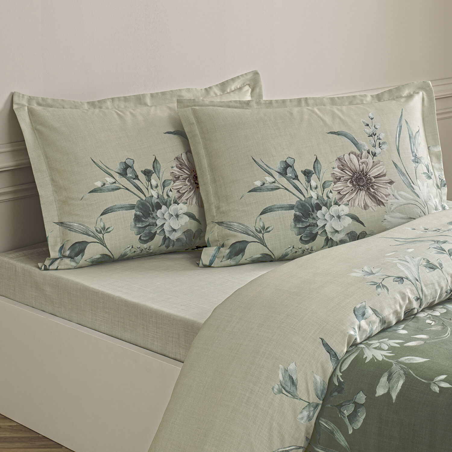 Taç Nurell Saten Çift Kişilik Nevresim Takımı Gri