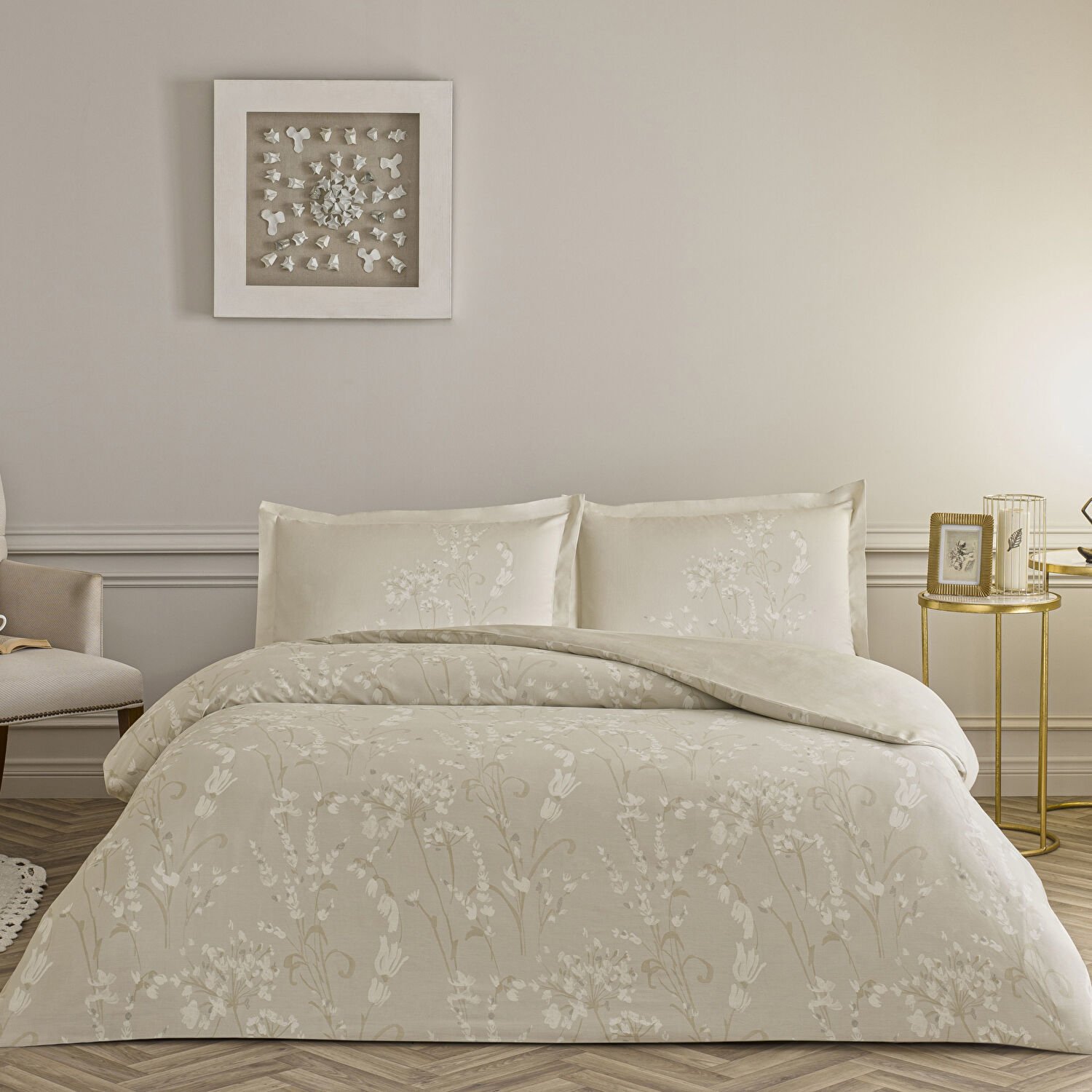 Taç Glint Saten Çift Kişilik Nevresim Takımı Taş