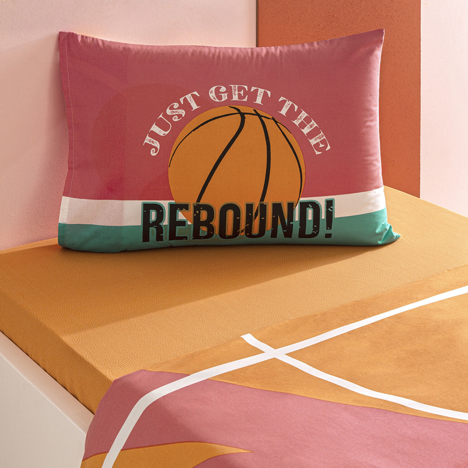 Taç Pixor Ranforce Tek Kişilik Nevresim Takımı Turuncu