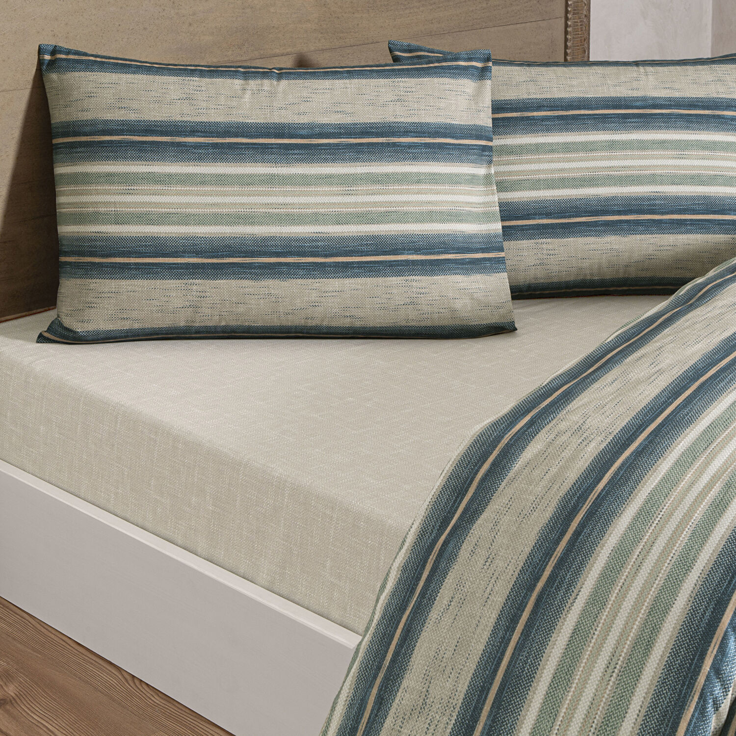 Taç Nores Ranforce Çift Kişilik Nevresim Takımı Mavi