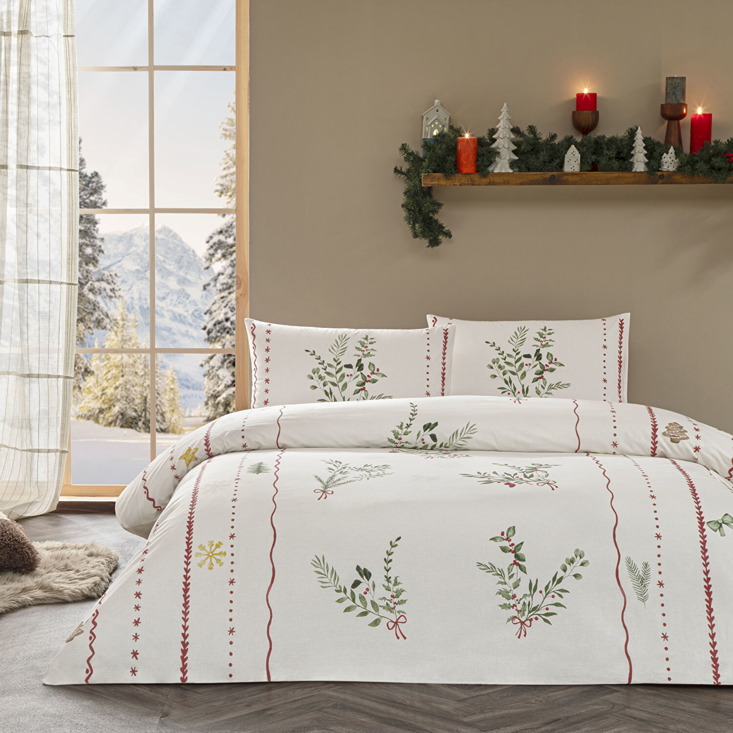 Taç Mistovia Glow Ranforce Çift Kişilik Nevresim Takımı Beyaz