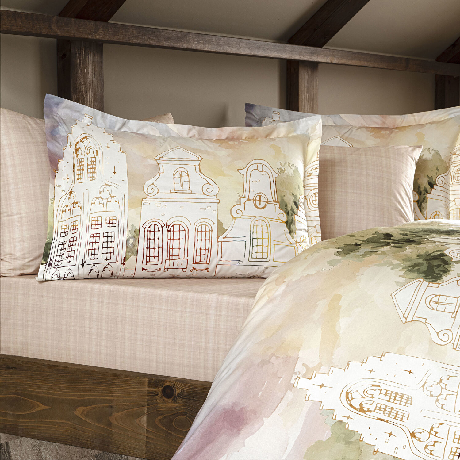 Taç Butik Liora Pamuk Percale Çarşaf Çift Kişilik Somon