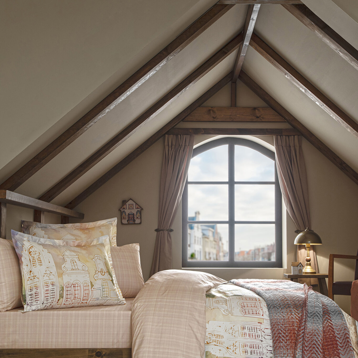 Taç Butik Liora Pamuk Percale Çarşaf Çift Kişilik Somon