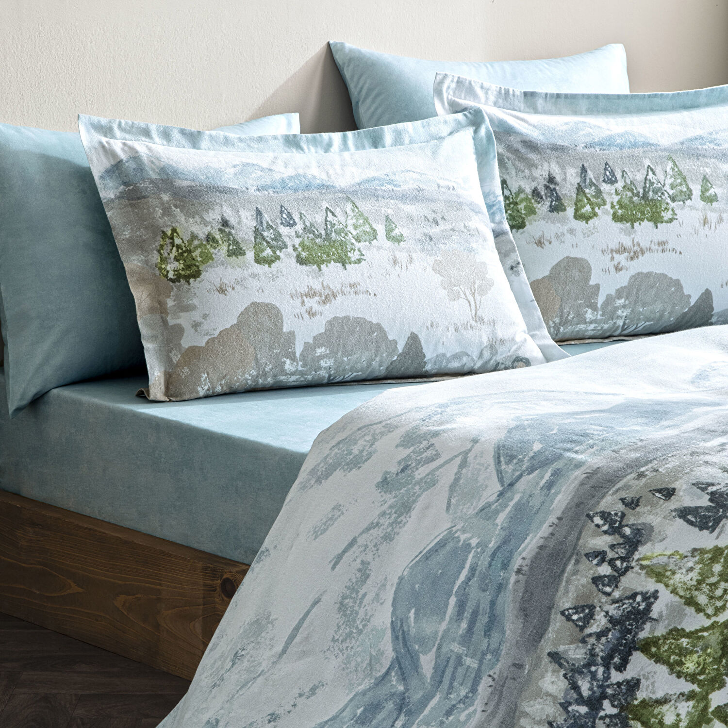 Taç Butik Velur Pamuk 2'li Yastık Kılıfı Seti Mavi