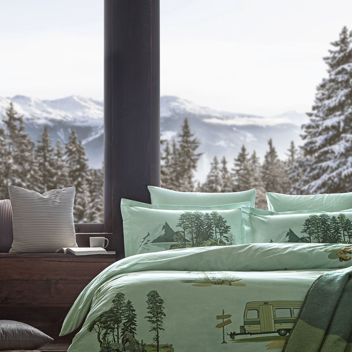 Taç Butik Brisa Pamuk 2'li Yastık Kılıfı Seti Yeşil