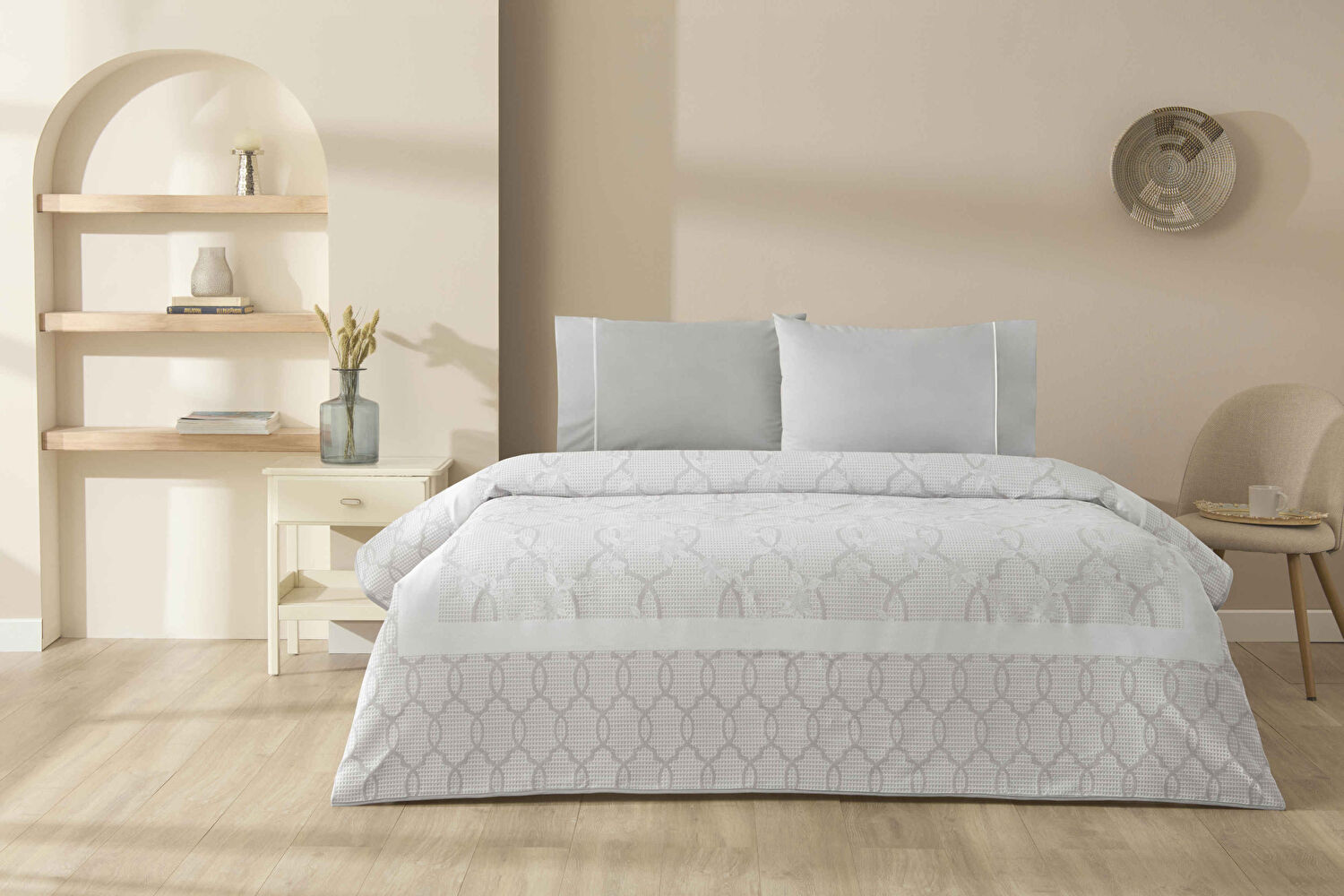 Taç Jakar Linora Çift Kişilik Pike Takımı Gri