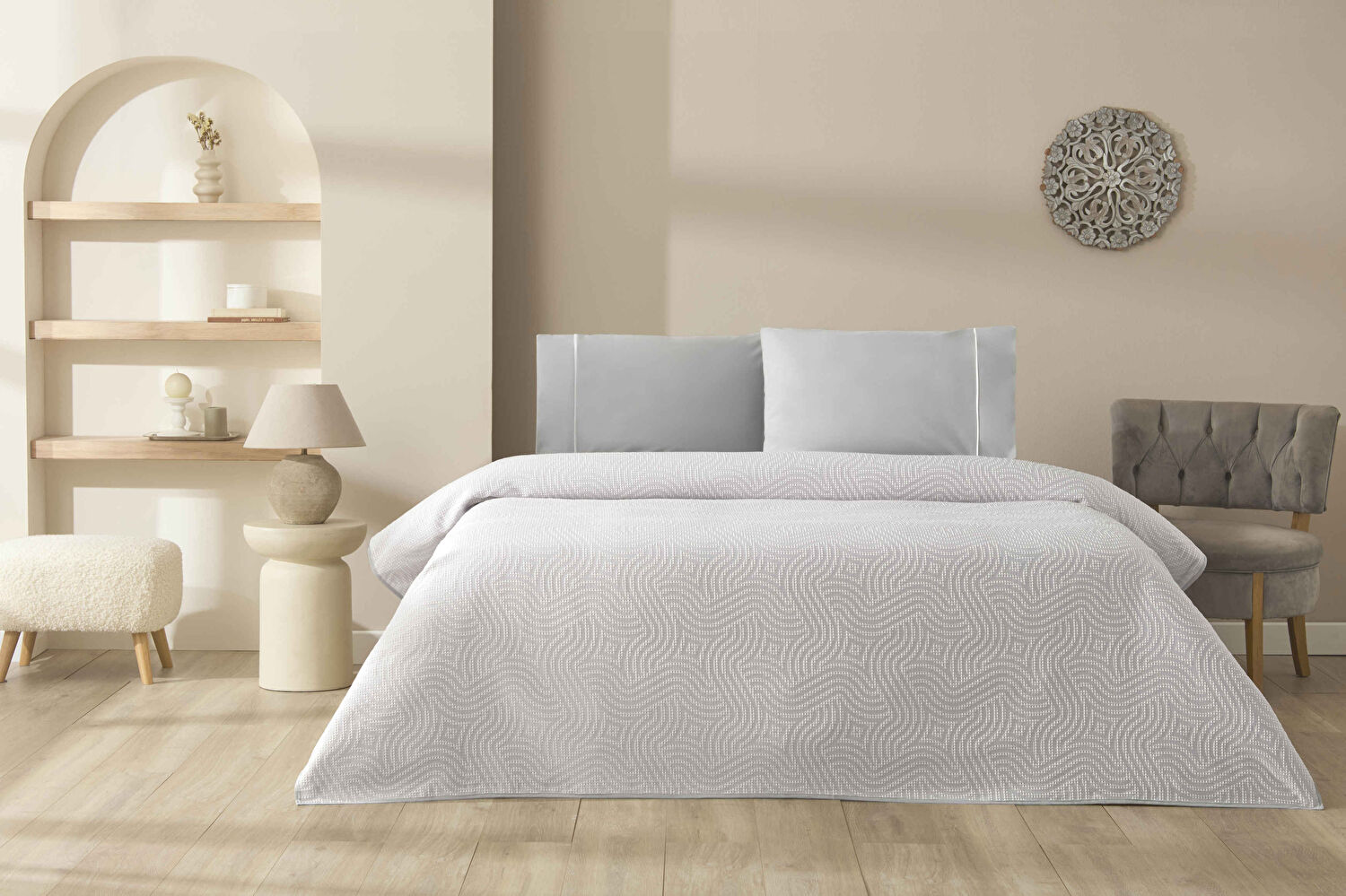 Taç Jakar Selva Tek Kişilik Pike Takımı Gri