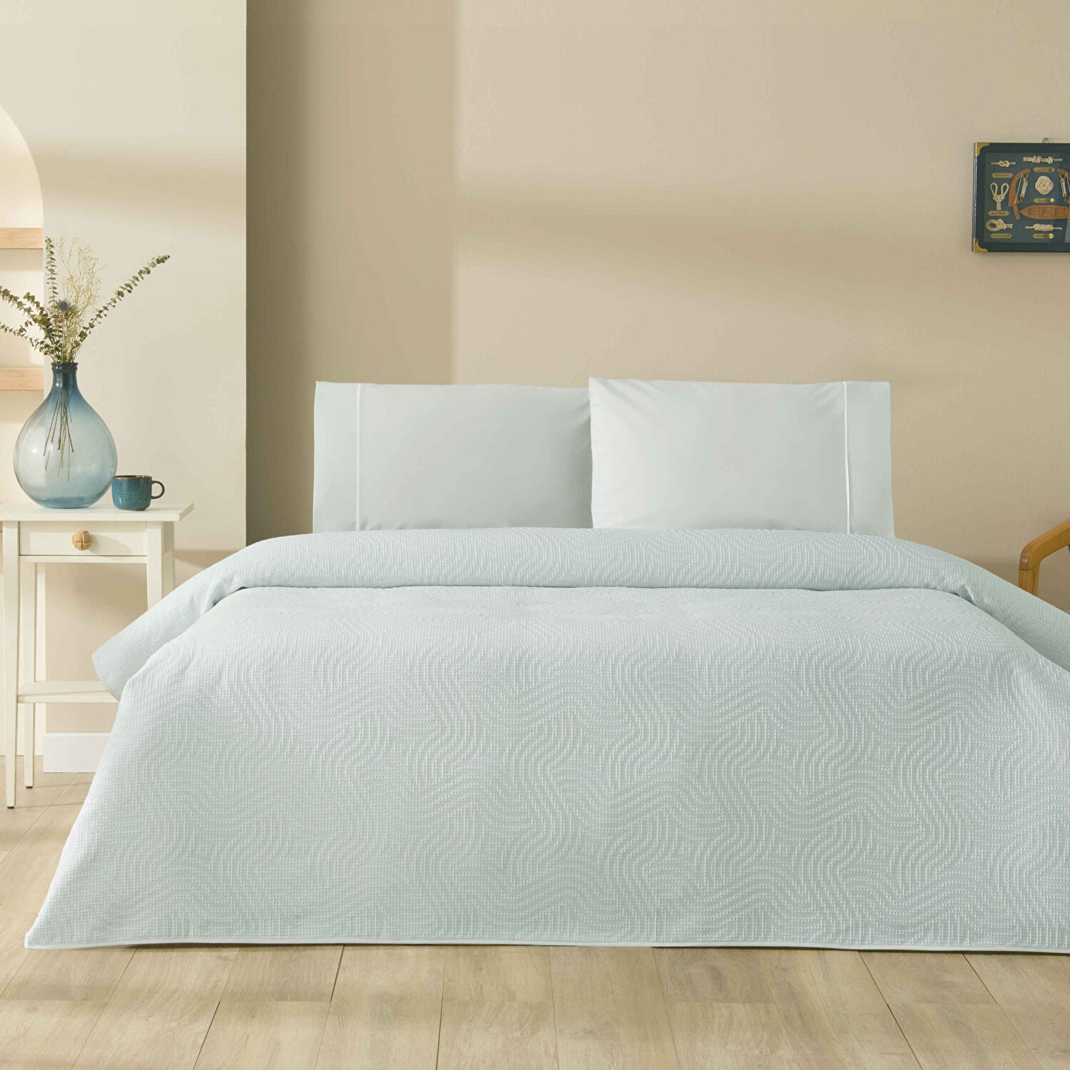 Taç Jakar Selva Çift Kişilik Pike Takımı Mavi