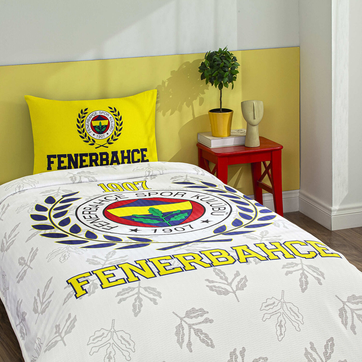 Taç Lisanslı Fenerbahçe Palamut Tek Kişilik Pamuk Pike Takımı