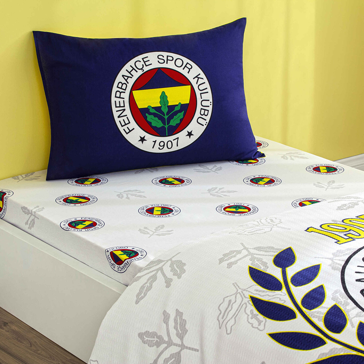 Taç Lisanslı Fenerbahçe Palamut Tek Kişilik Pamuk Pike Takımı