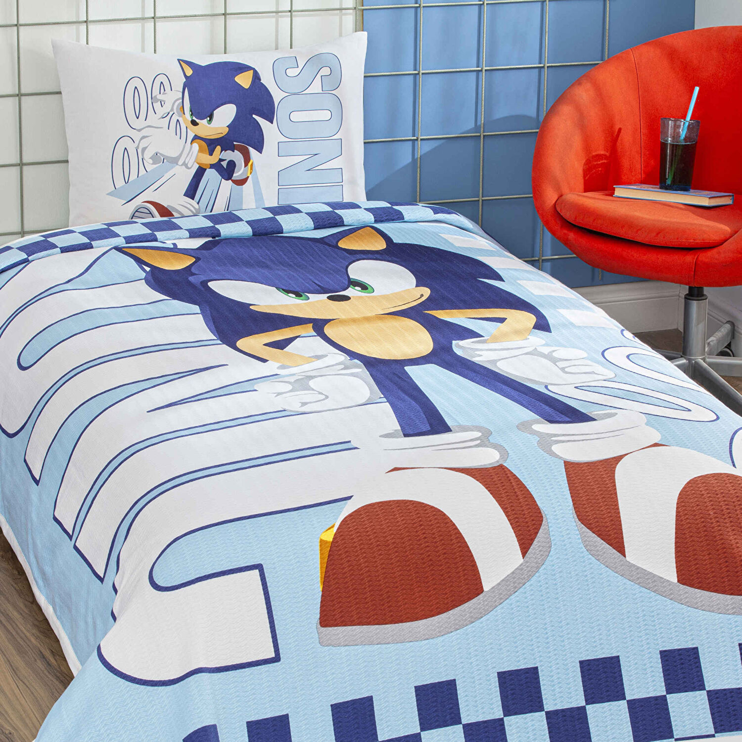 Taç Lisanslı Sonic Speedy Tek Kişilik Pamuk Pike Takımı