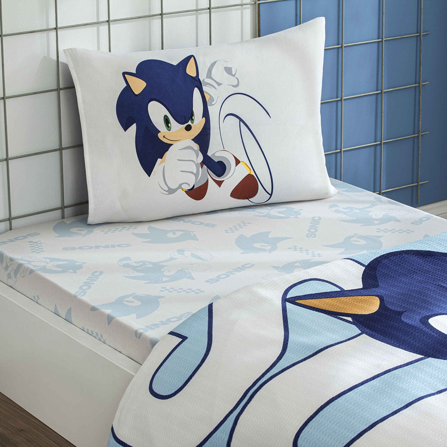 Taç Lisanslı Sonic Speedy Tek Kişilik Pamuk Pike Takımı