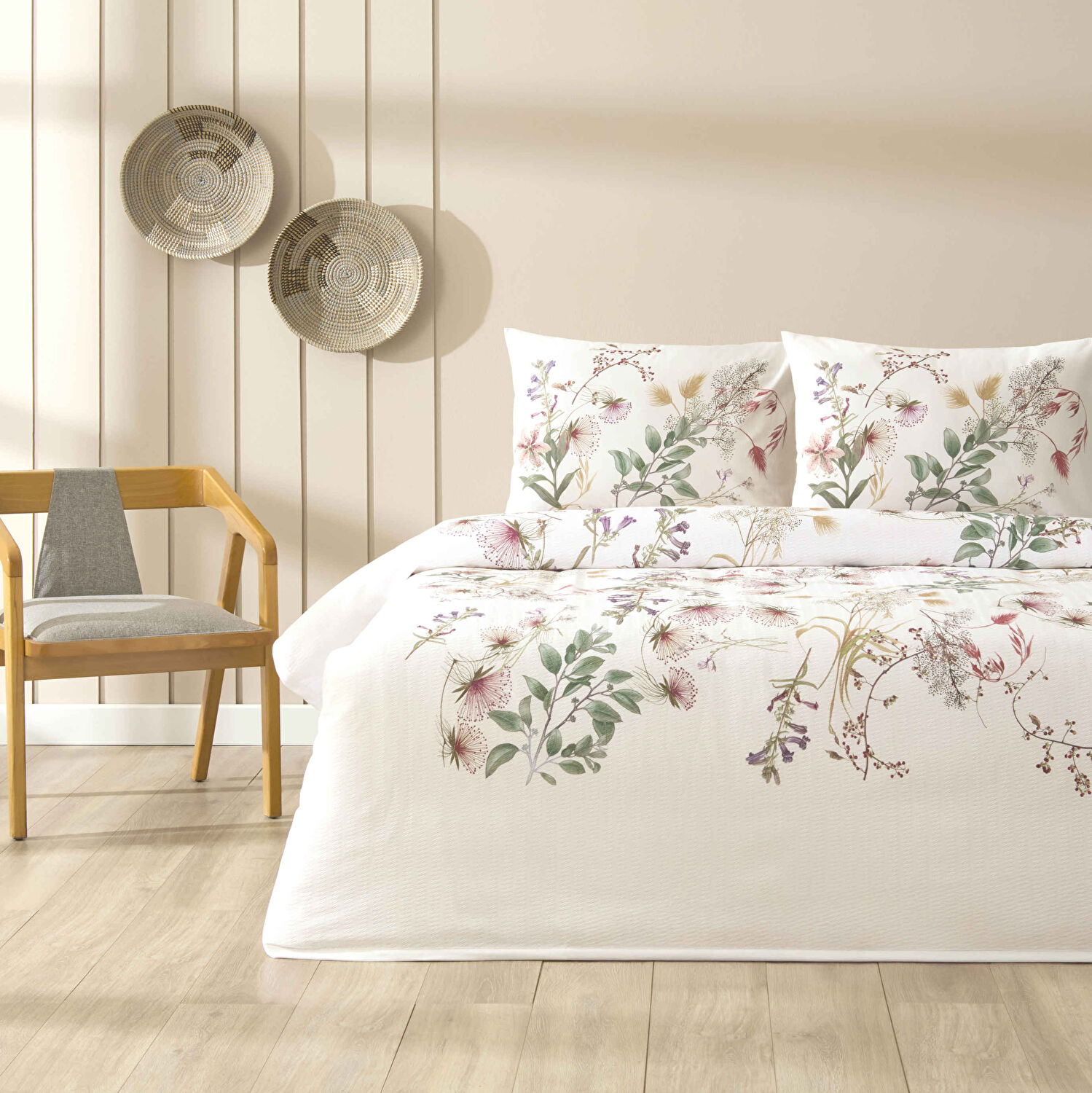 Taç Baskılı Soria Tek Kişilik Pike Takımı Lila