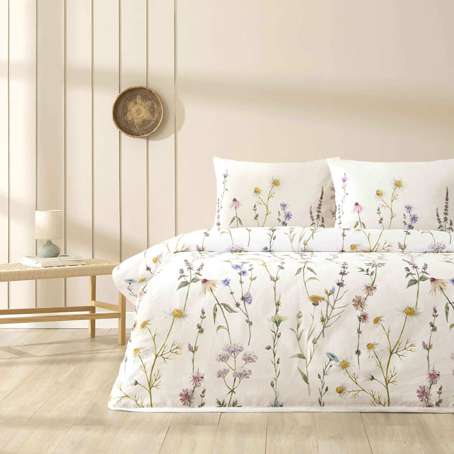 Taç Baskılı Veliora Çift Kişilik Pike Takımı Pembe