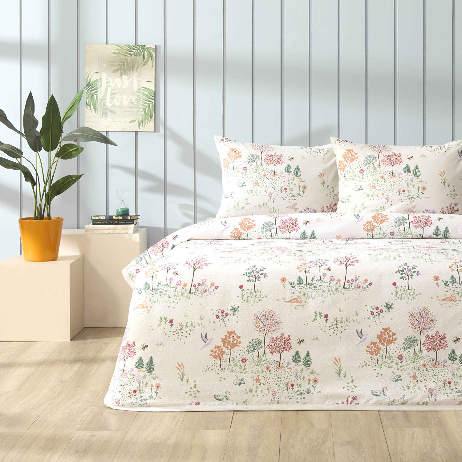 Taç Baskılı Sorien Queen Size Pike Takımı Yeşil