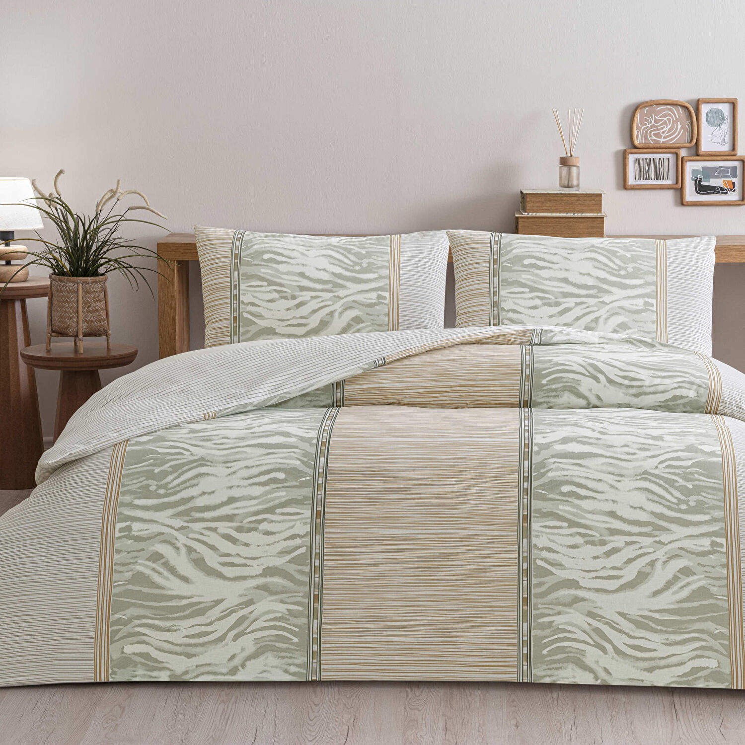 Taç Corin Ranforce Çift Kişilik Nevresim Takımı Vizon