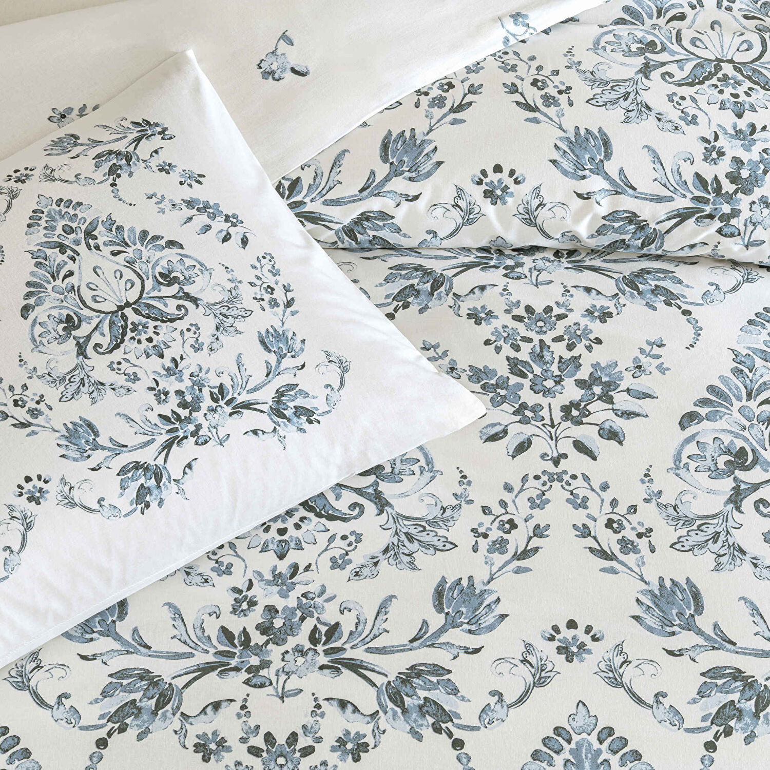 Taç Elvar Ranforce King Size Nevresim Takımı Mavi