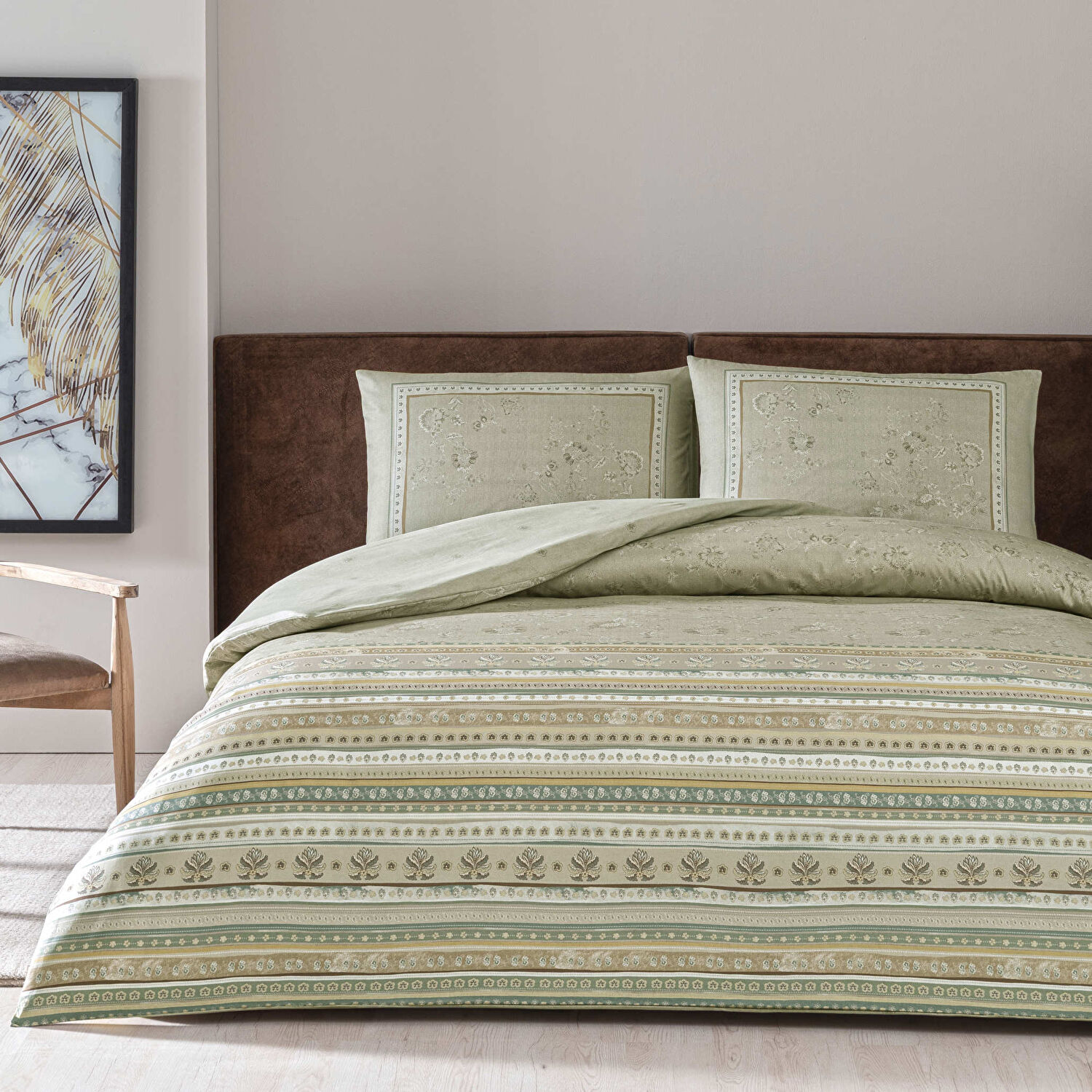 Taç Maris Ranforce Çift Kişilik Nevresim Takımı Bej