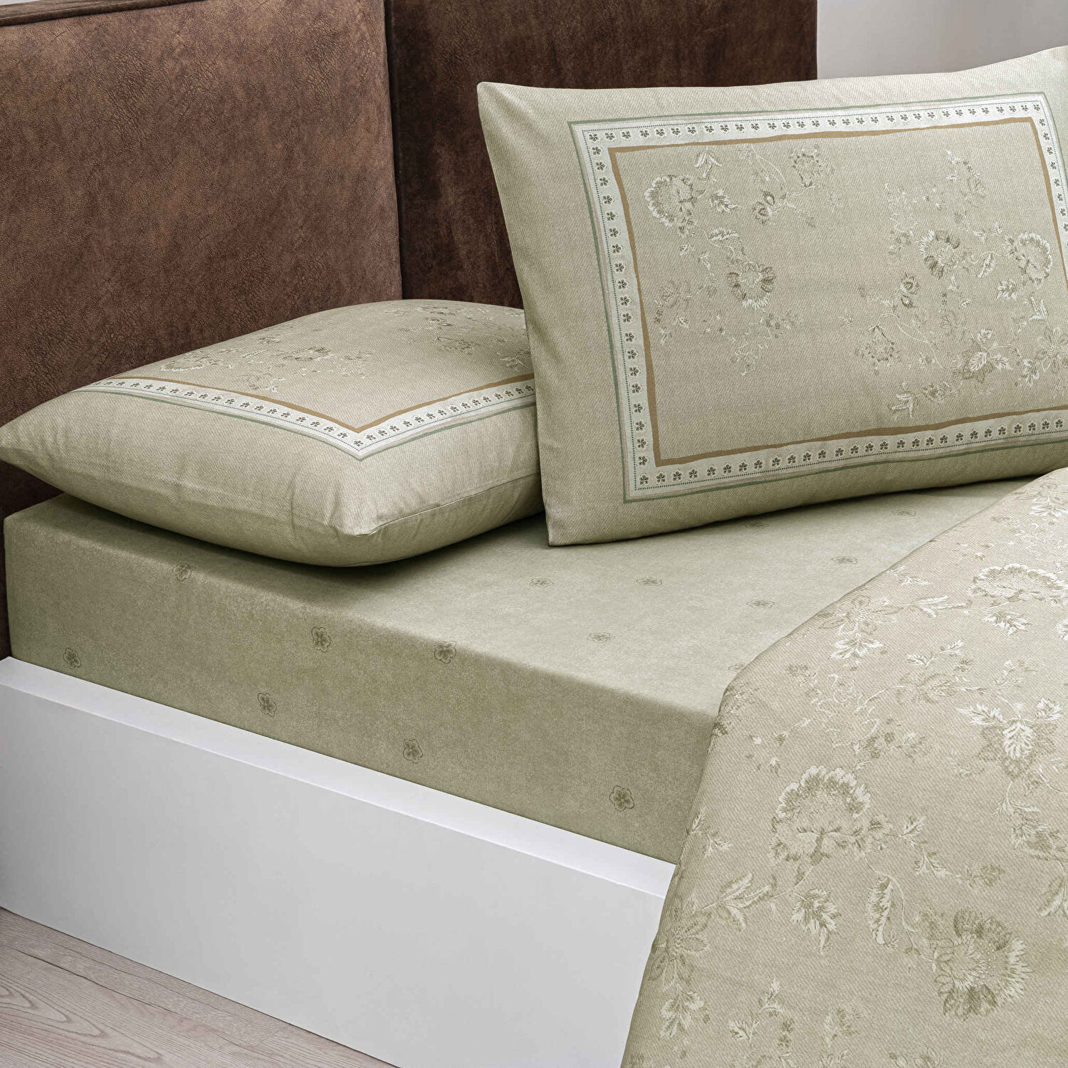 Taç Maris Ranforce Çift Kişilik Nevresim Takımı Bej