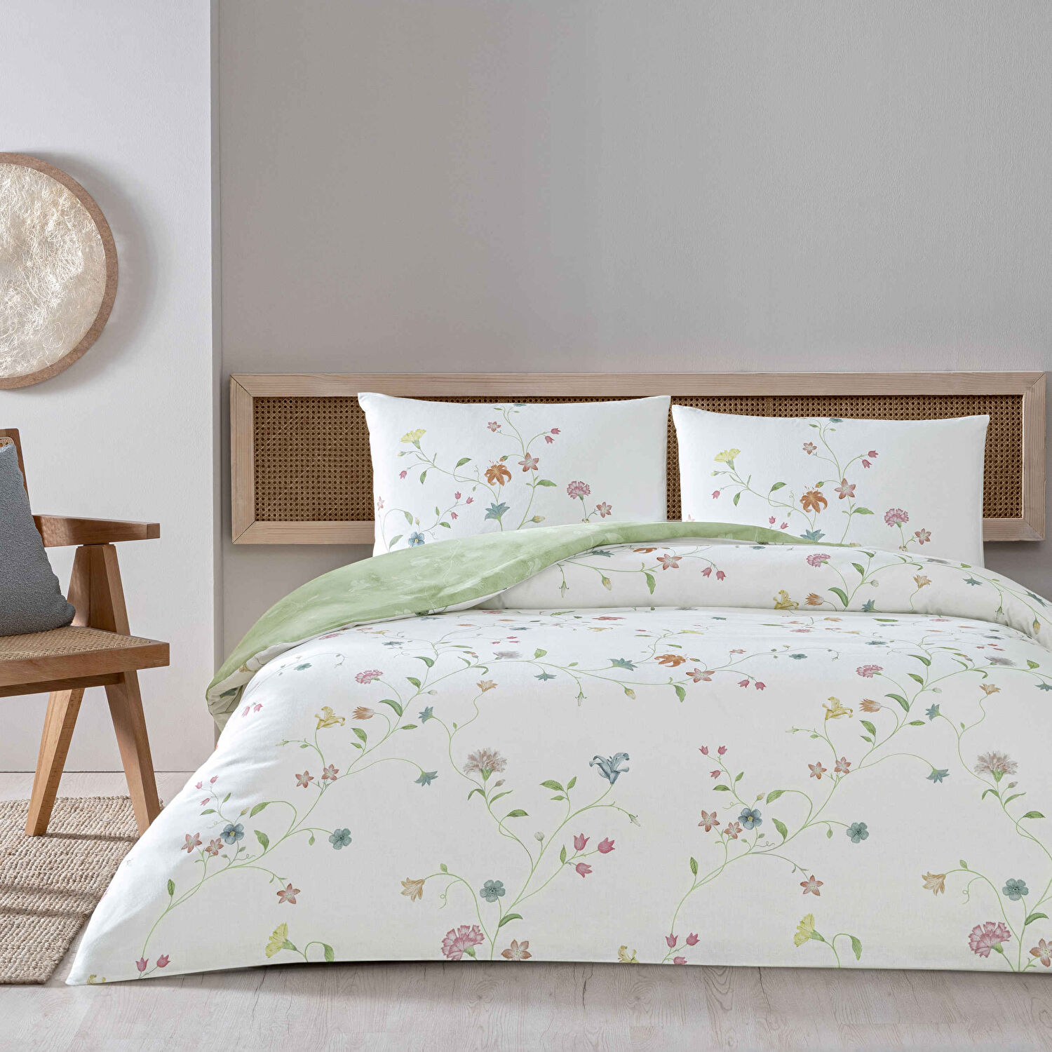 Taç Lorinda Ranforce Tek Kişilik Nevresim Takımı Yeşil