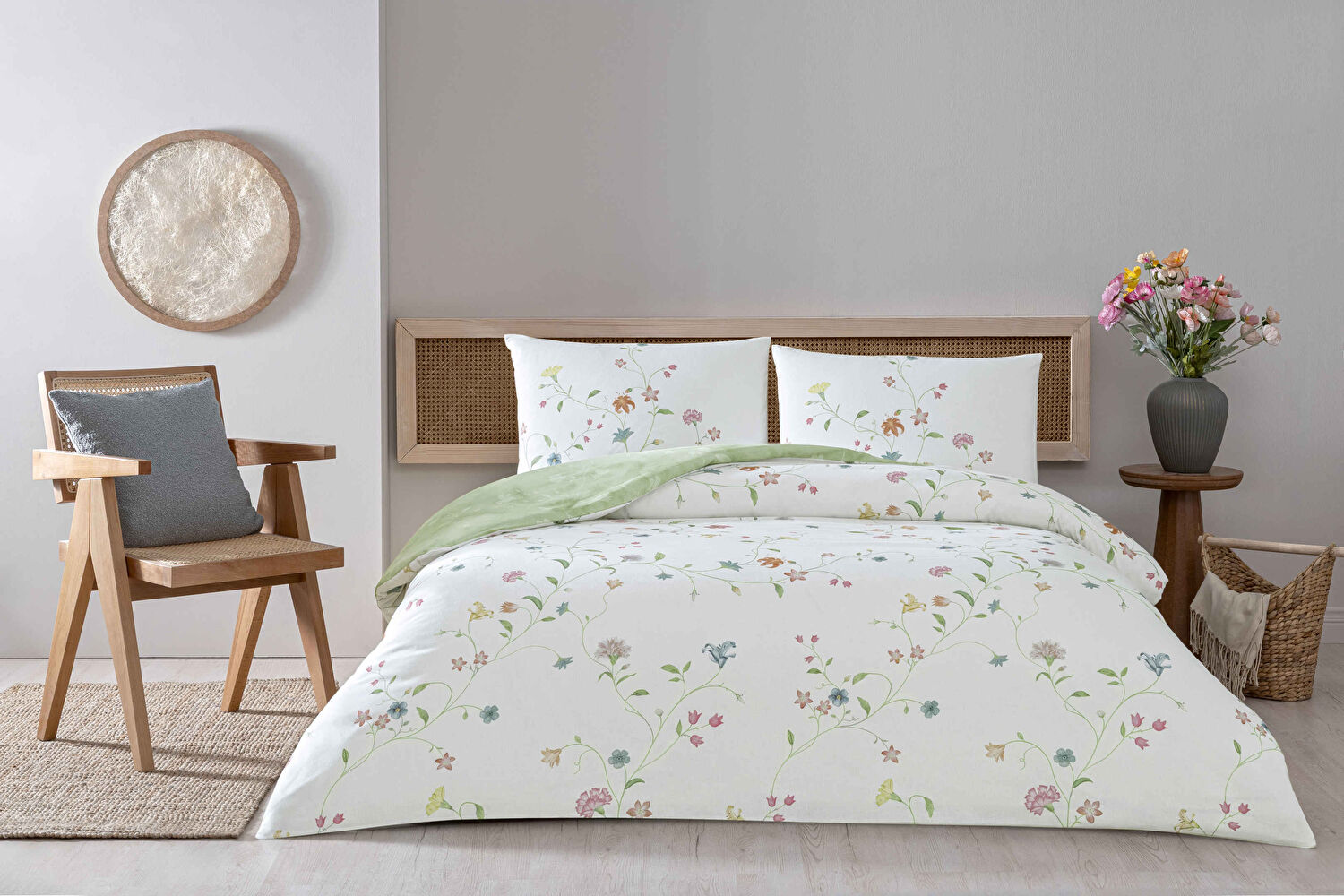 Taç Lorinda Ranforce Tek Kişilik Nevresim Takımı Yeşil