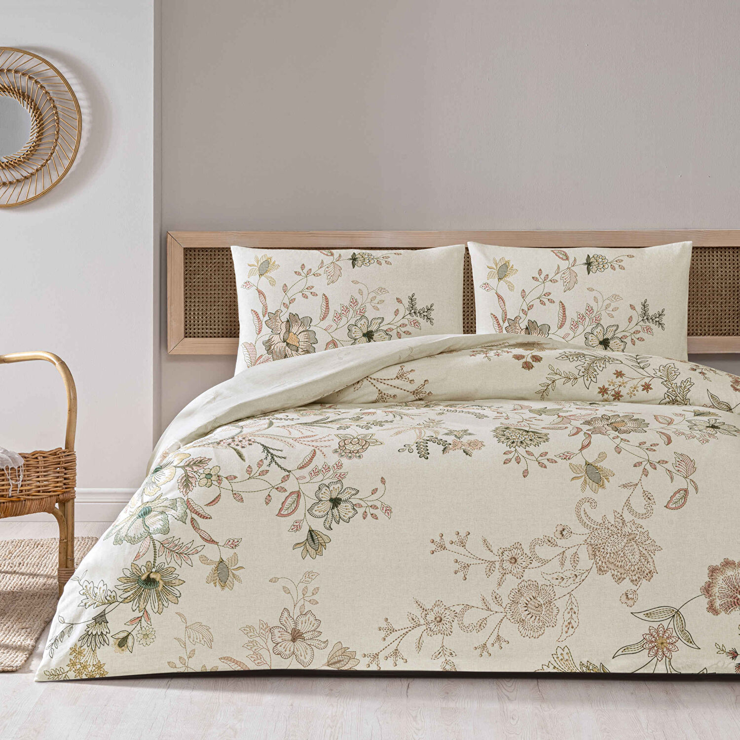 Taç Despina Ranforce Çift Kişilik Nevresim Takımı Beyaz