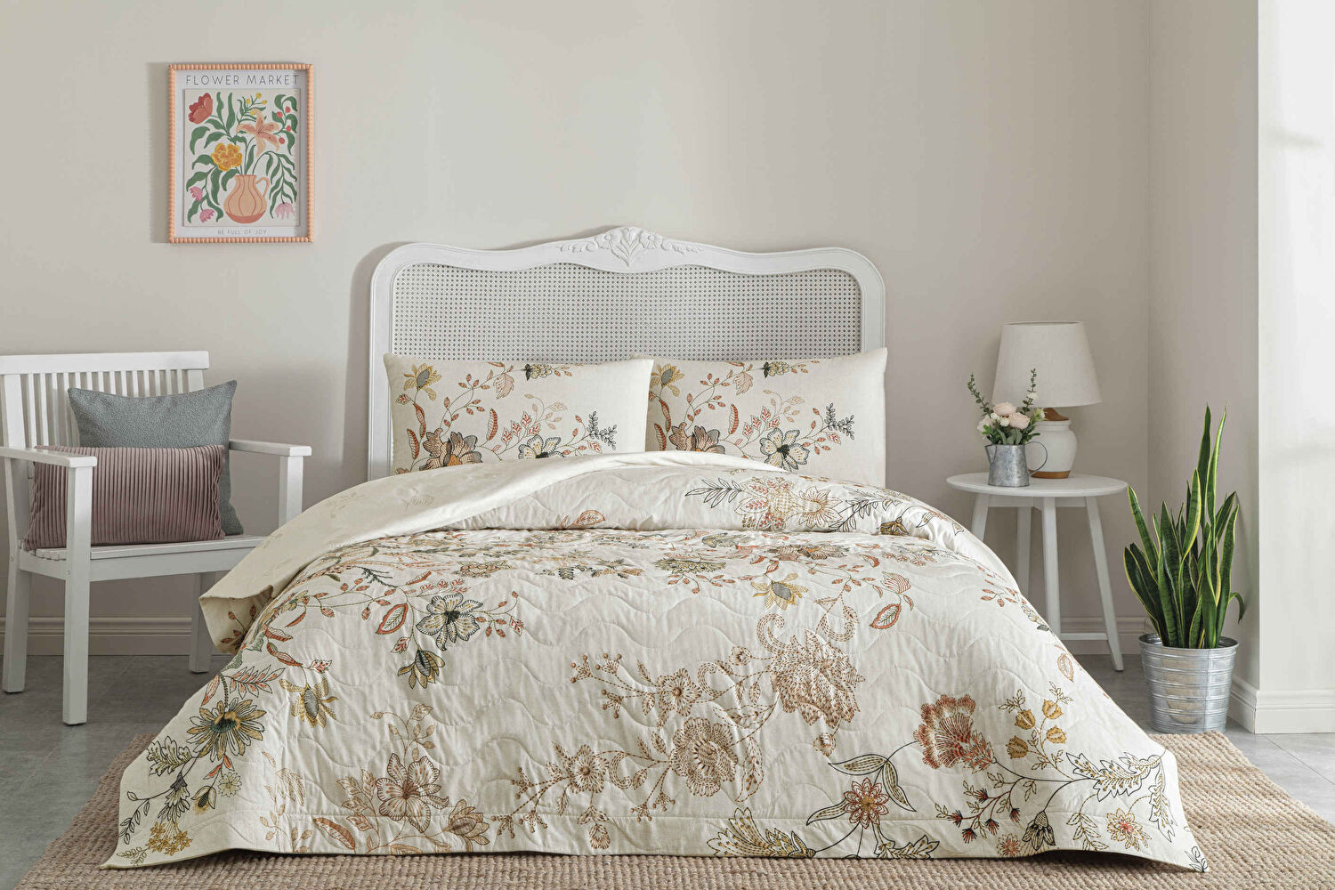 Taç Despina Çift Kişilik Complete Set Beyaz