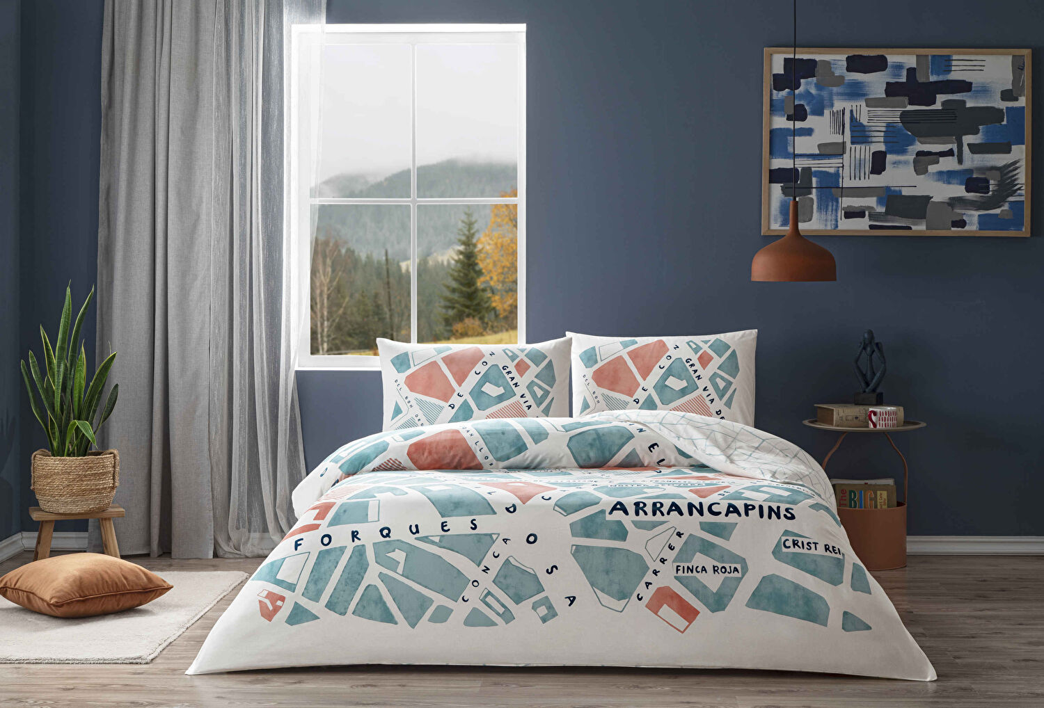 Taç Selby Ranforce Tek Kişilik Nevresim Takımı Mavi