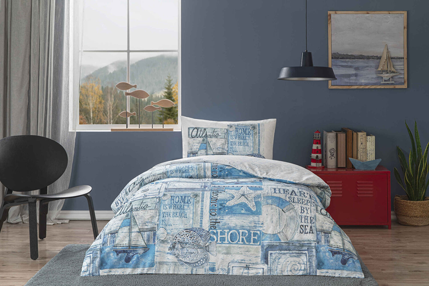 Taç Maren Ranforce Tek Kişilik Nevresim Takımı Turkuaz