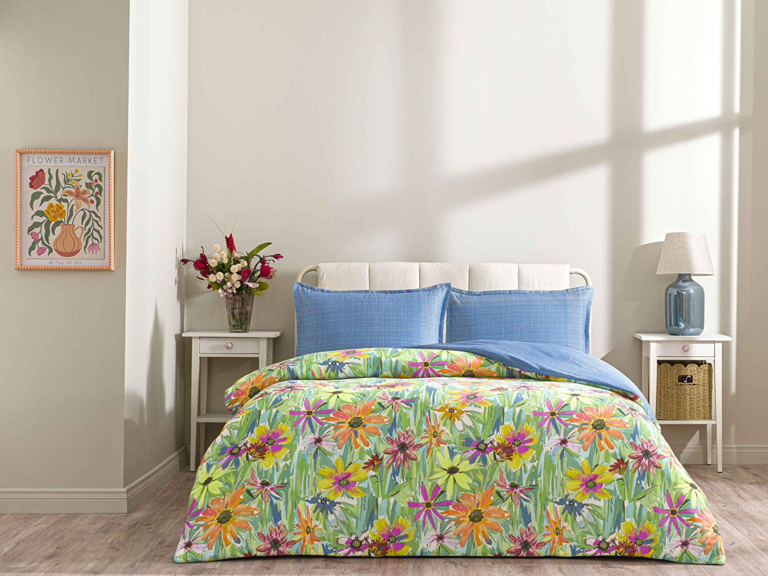 Taç Lureva Seç&Ser Çift Kişilk Lastik Çarşaflı Nevresim Takımı Mavi