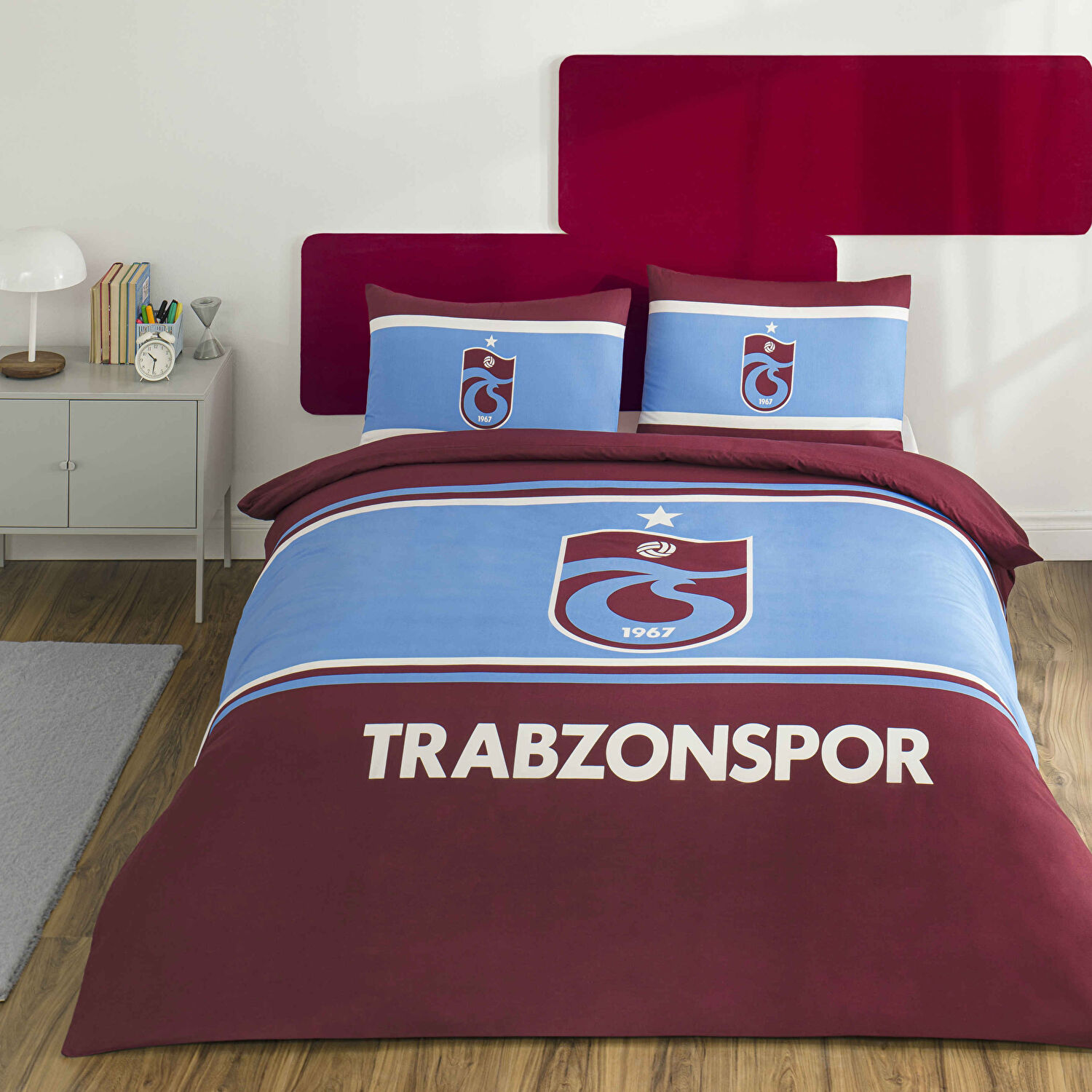 Taç Lisanslı Trabzonspor Arma Pamuk Çift Kişilik Nevresim Takımı