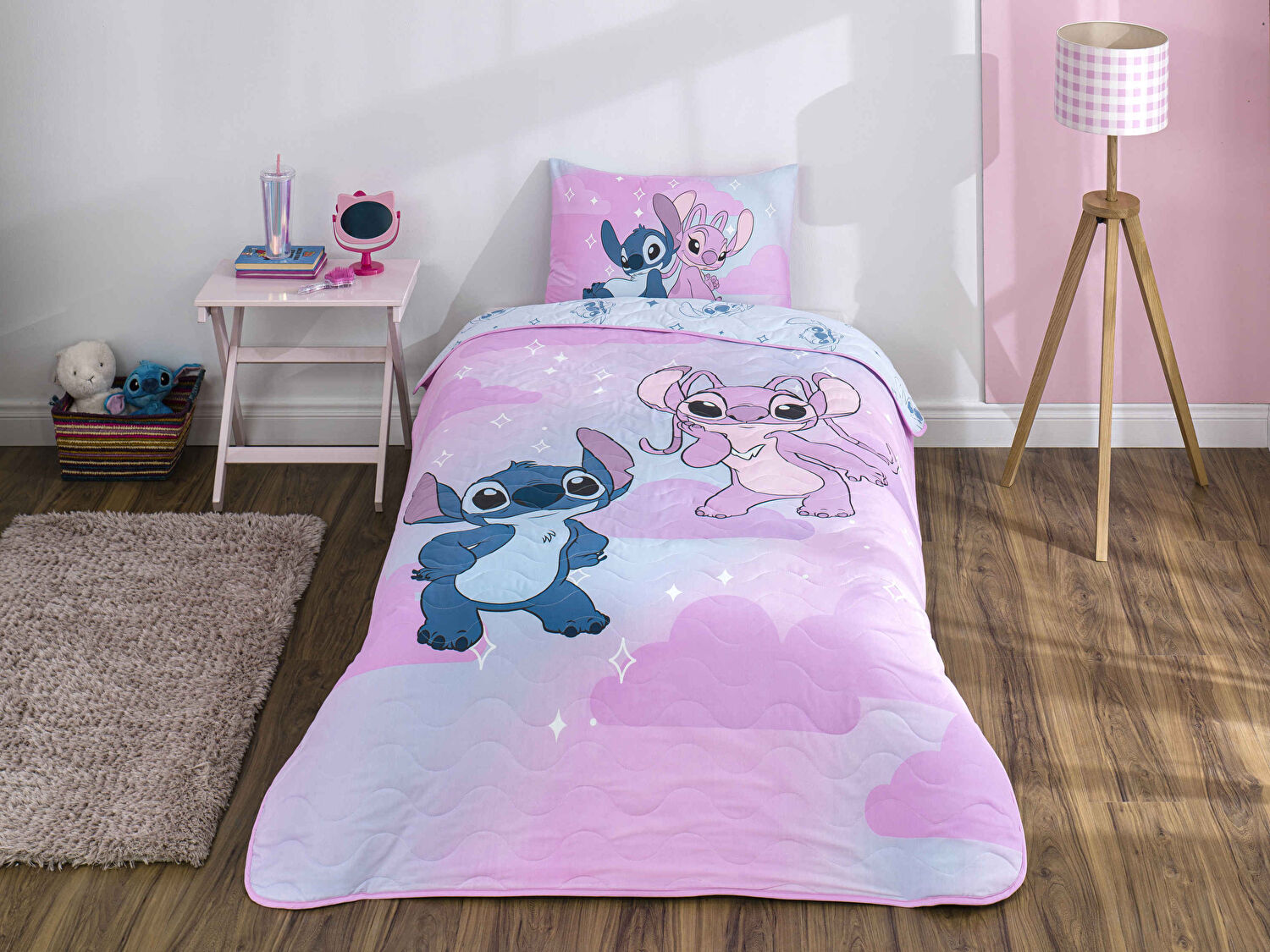 Lisanslı Disney Stitch Shiny Tek Kişilik Yatak Örtüsü Seti