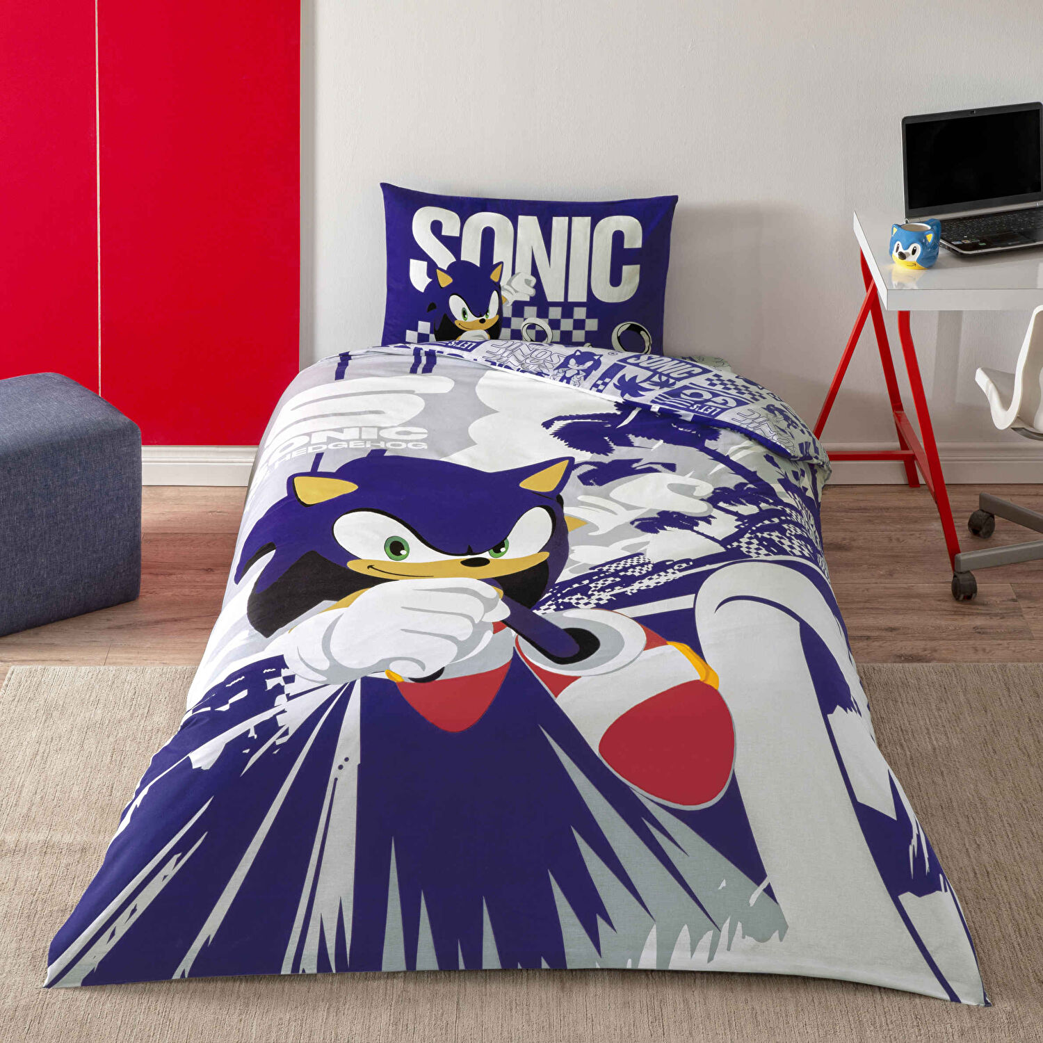 Taç Lisanslı Sonic Run Pamuk Tek Kişilik Nevresim Takımı