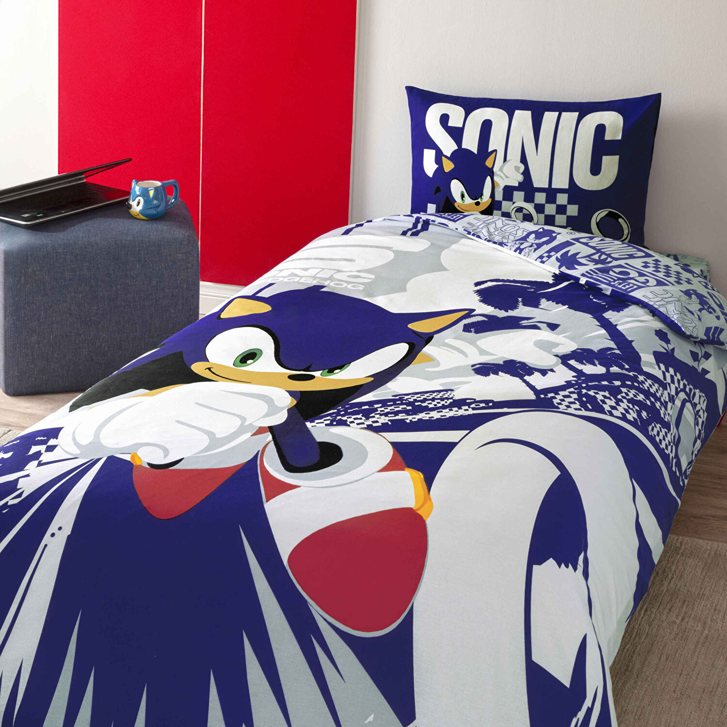 Taç Lisanslı Sonic Run Pamuk Tek Kişilik Nevresim Takımı
