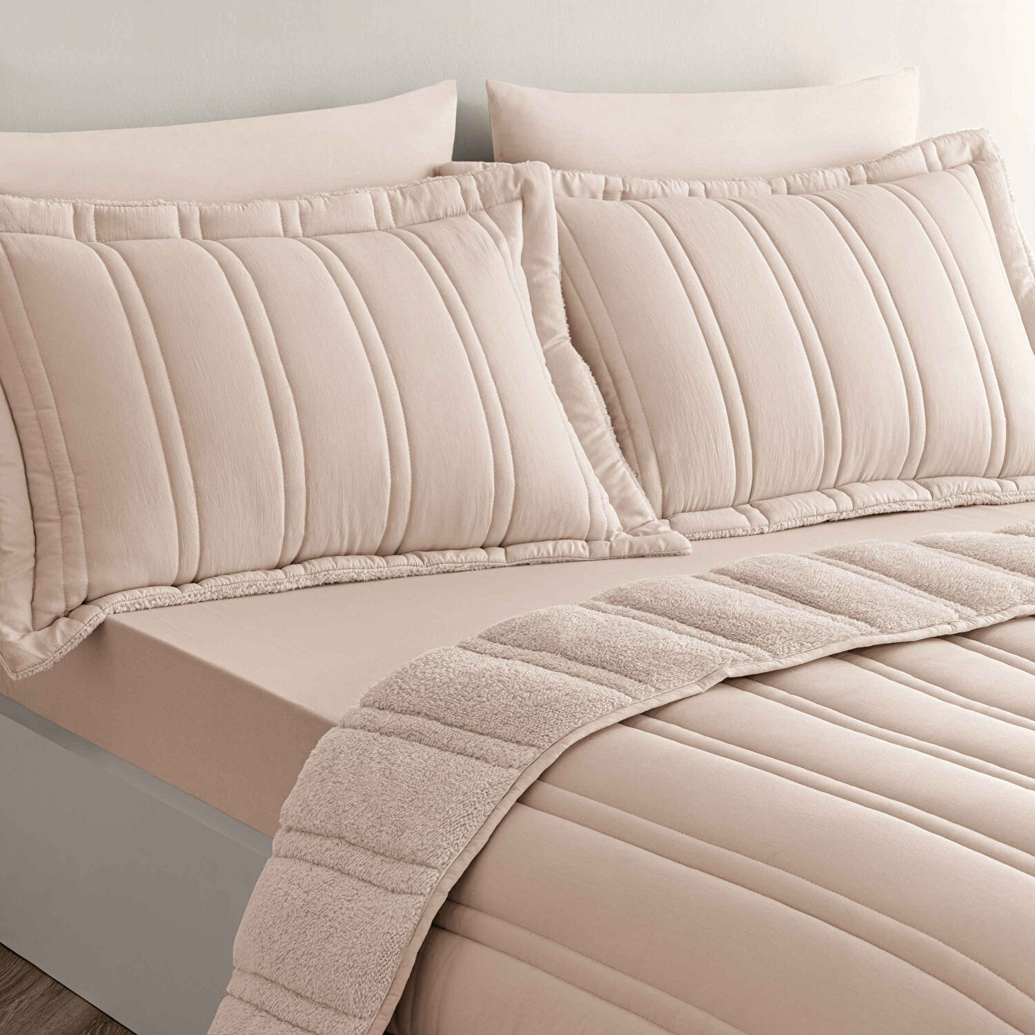 Taç Elomi Tek Kişilik Kış Seti Pudra