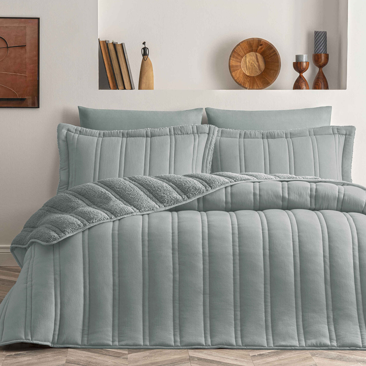 Taç Elomi Çift Kişilik Kış Seti Antrasit