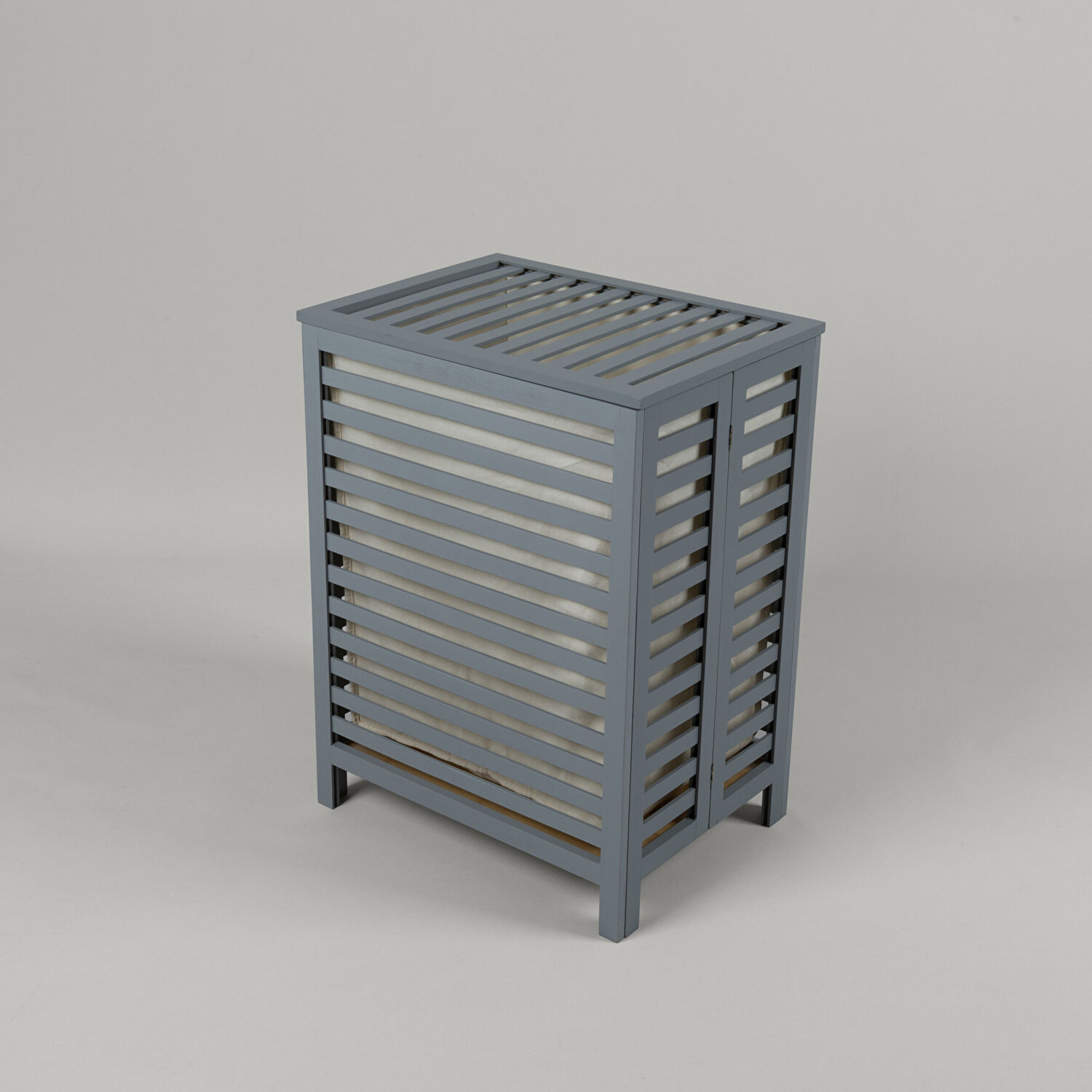 Linens Wooden Ahşap 45X33X60 cm Çamaşır Sepeti Gri