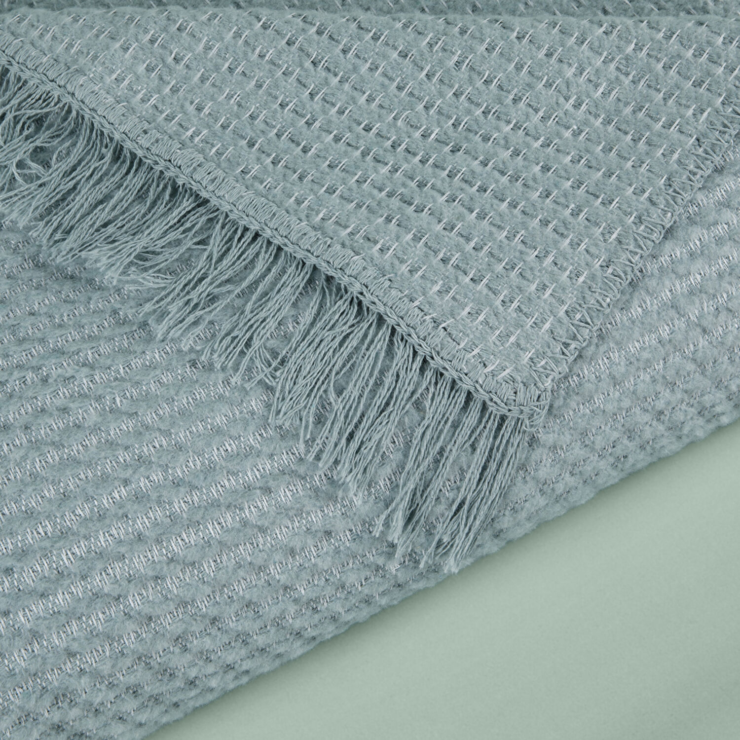 Taç Butik İskandinav Pamuklu Tek Kişilik Battaniye Mint