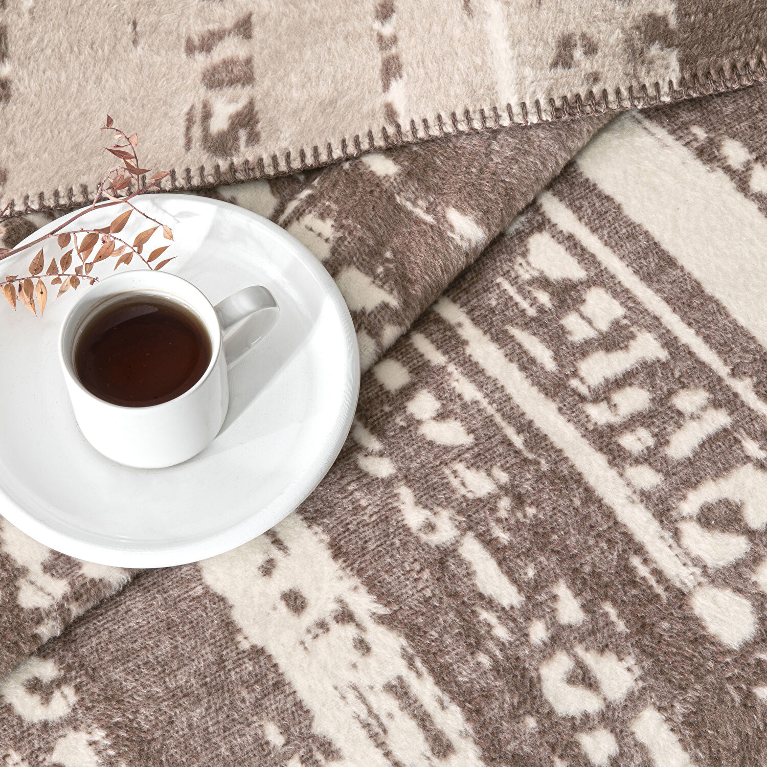 Taç Savanna Pamuk Çift Kişilik Battaniye Kahverengi