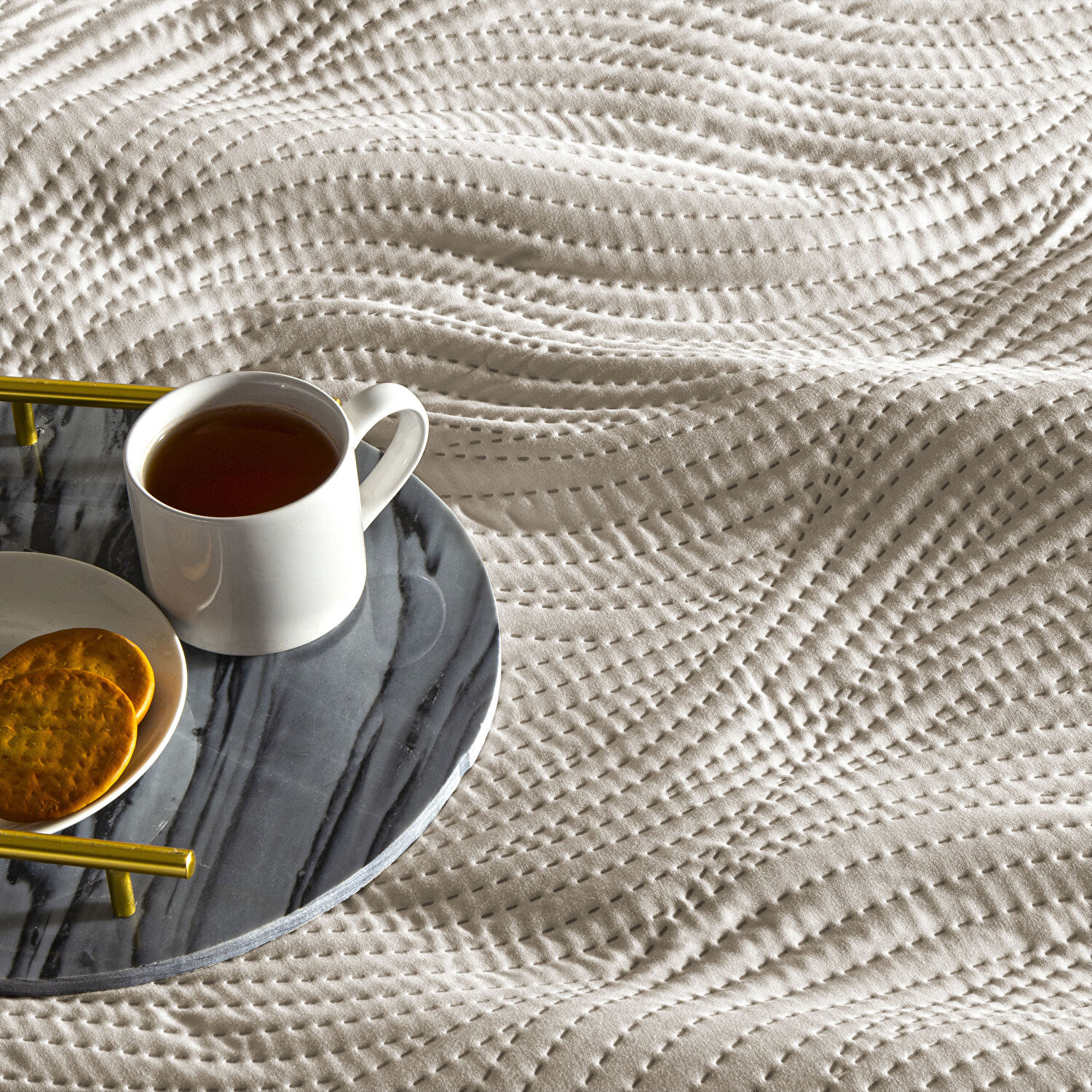 Taç Harlow Tek Kişilik Yatak Örtüsü Takımı Gri