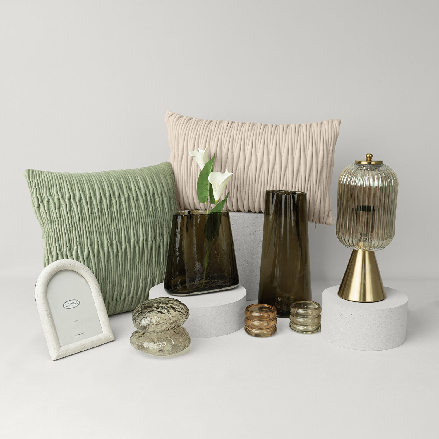 Linens Latte 13,5x12x11 cm Led Dekor Kahve