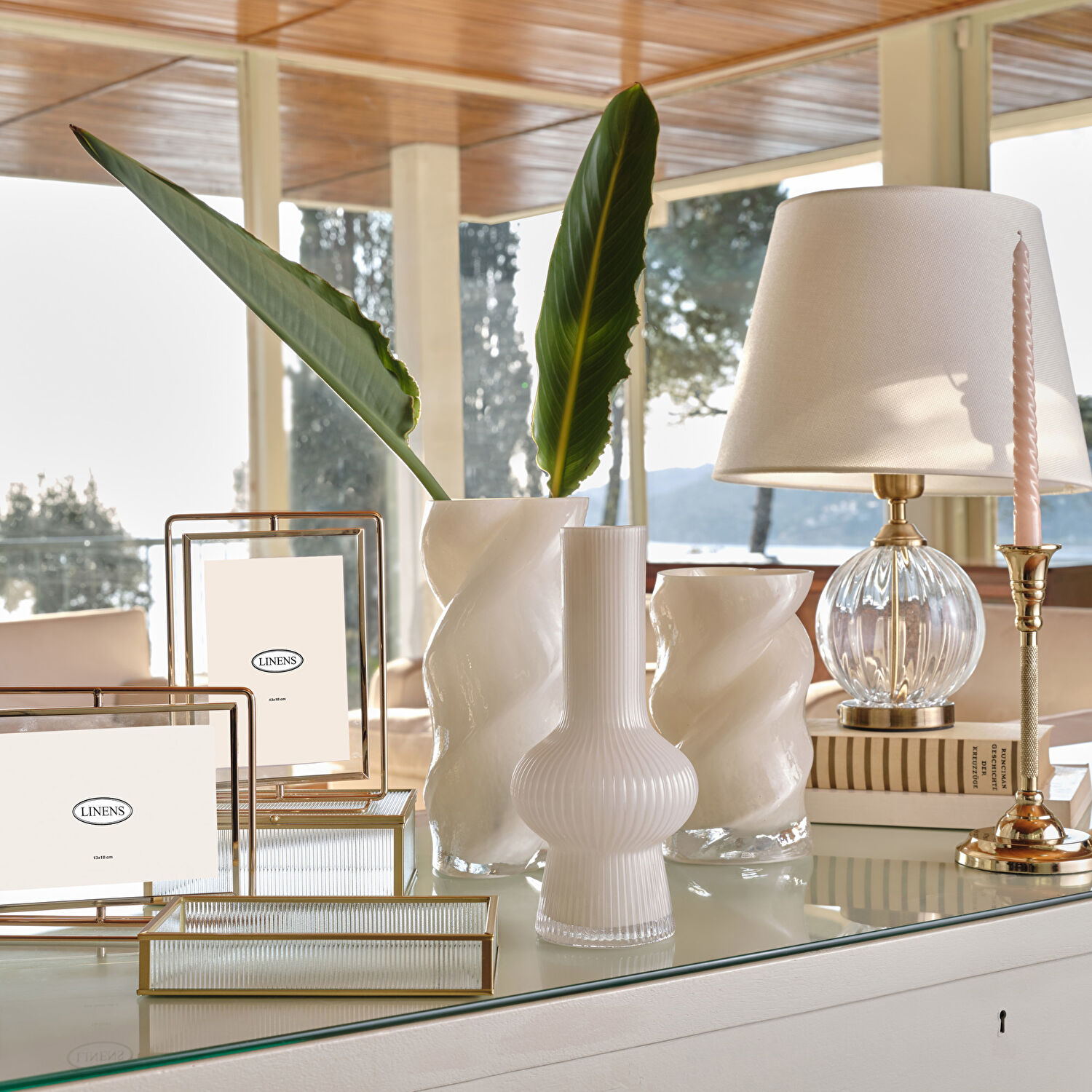 Linens Laveta 40x14x3,5 cm Dekoratif Tepsi Gold