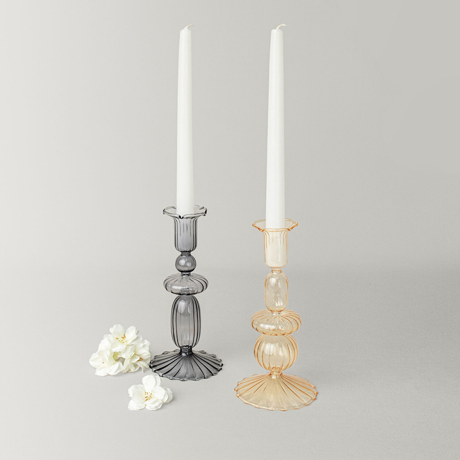 Linens Ecow Şamdan 9x9x19 cm Gri